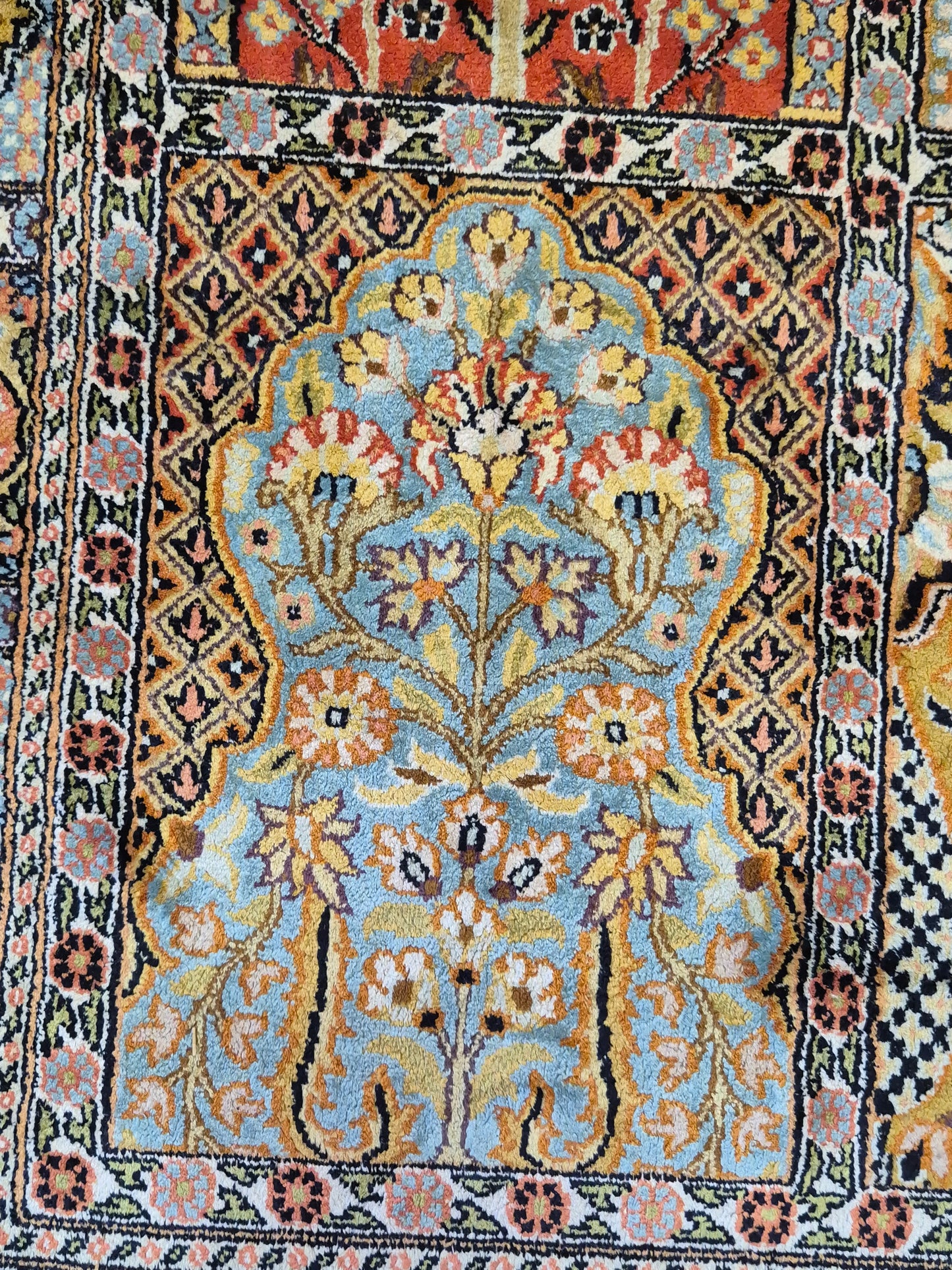 Kaschmir Seidenteppich Gebetsteppich Naturseide fein