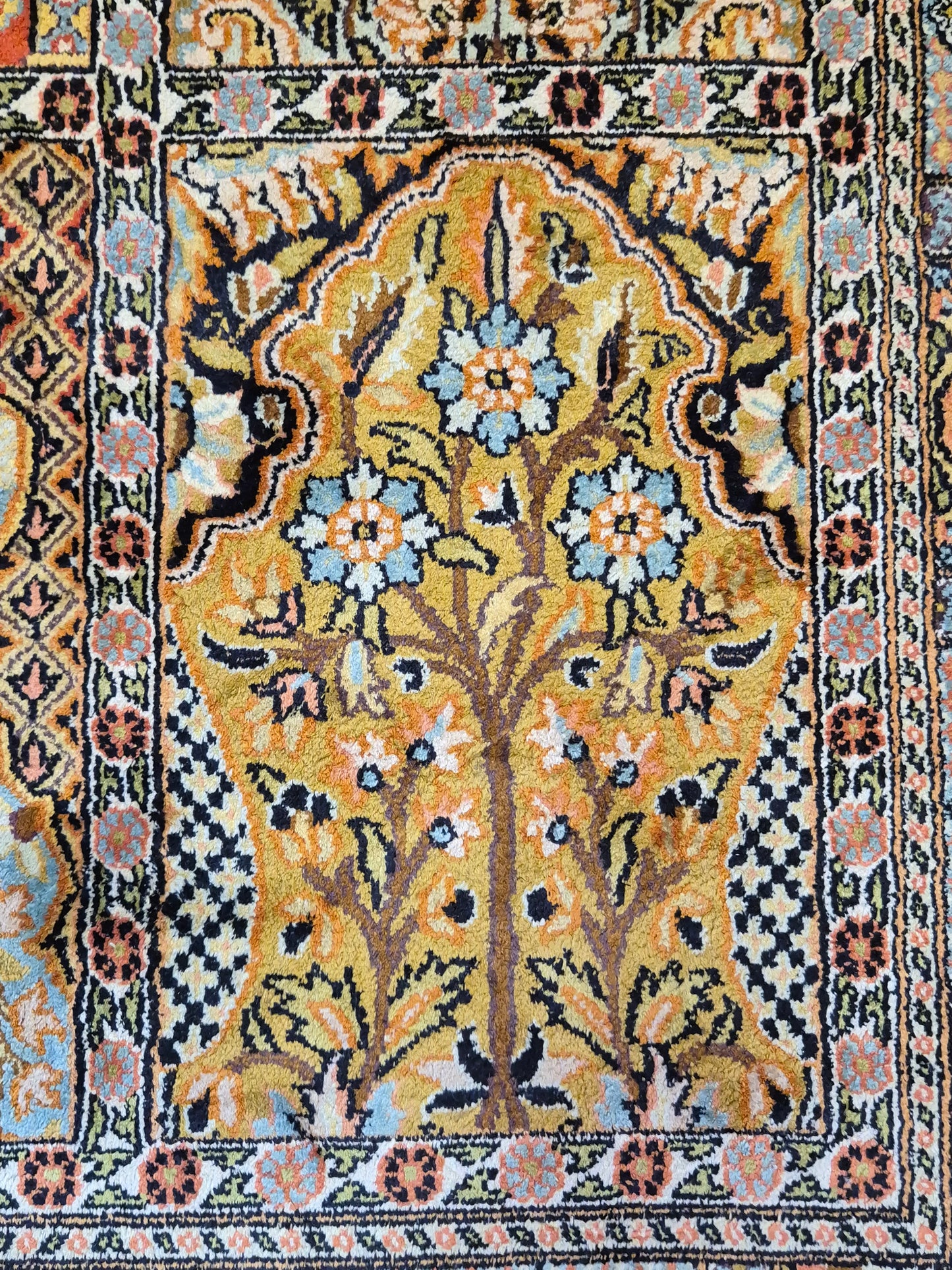 Kaschmir Seidenteppich Gebetsteppich Naturseide fein