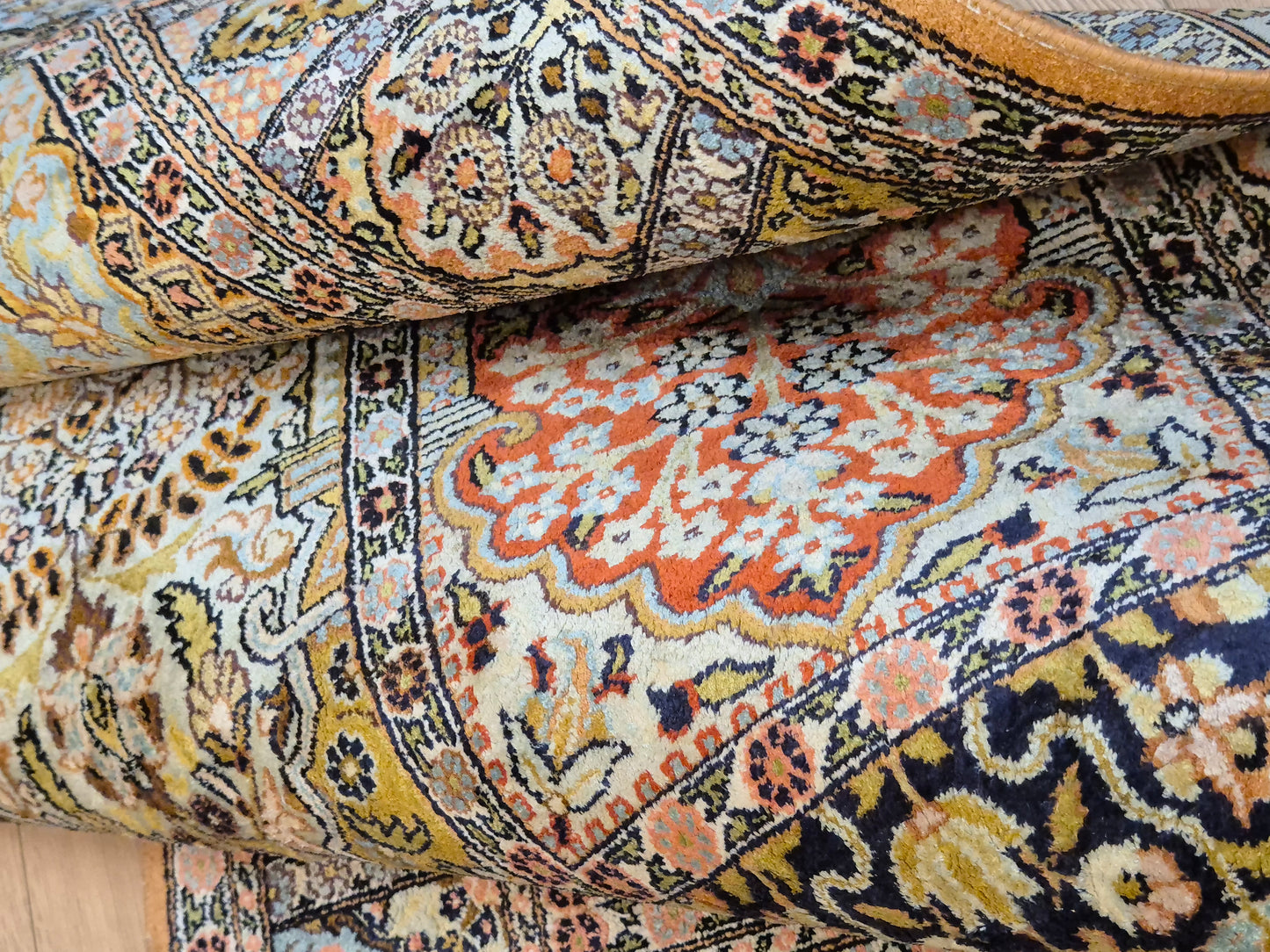 Kaschmir Seidenteppich Gebetsteppich Naturseide fein