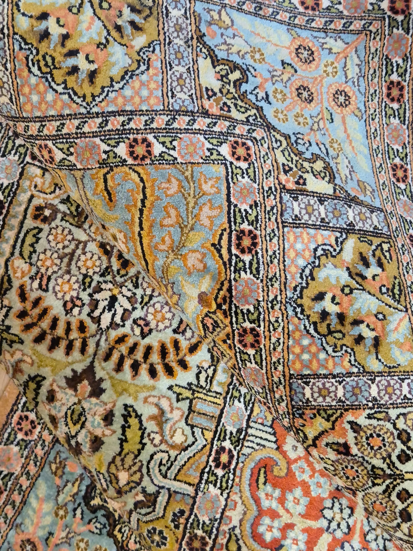 Kaschmir Seidenteppich Gebetsteppich Naturseide fein