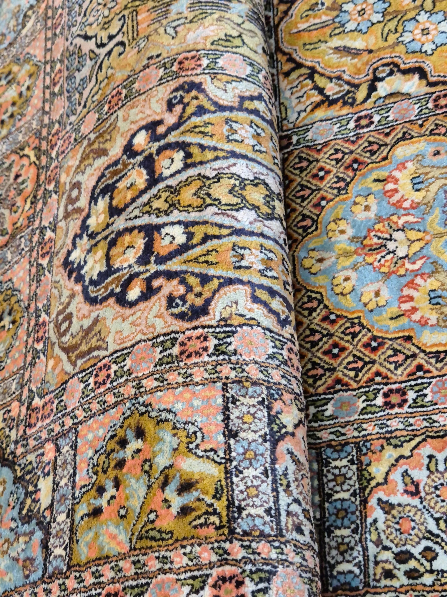 Kaschmir Seidenteppich Gebetsteppich Naturseide fein