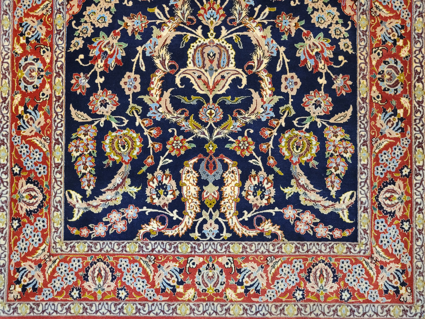 Isfahan Teppich Korkwolle Seide fein handgeknüpft 164x106 cm