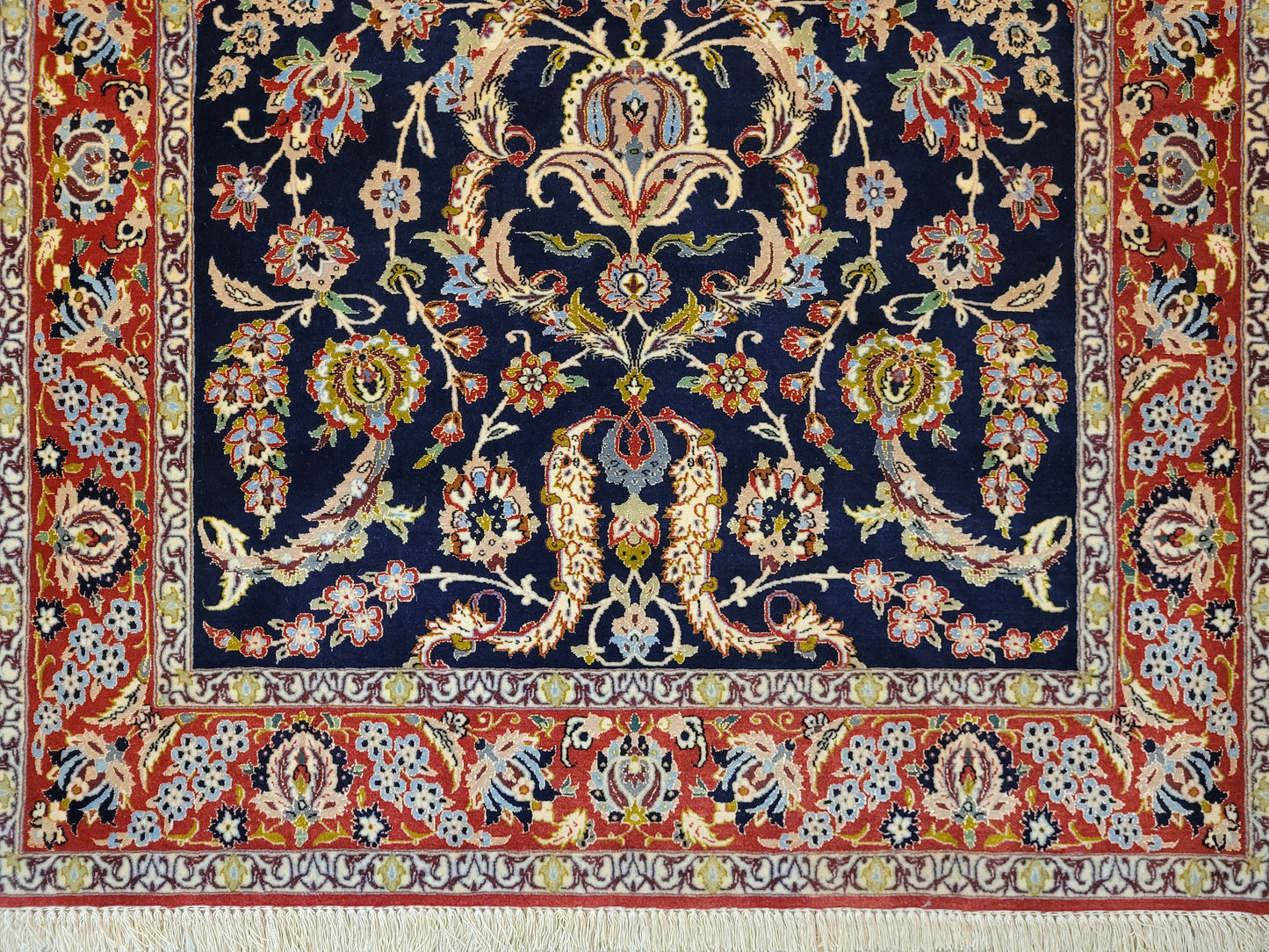 Isfahan Teppich Korkwolle Seide fein handgeknüpft 164x106 cm