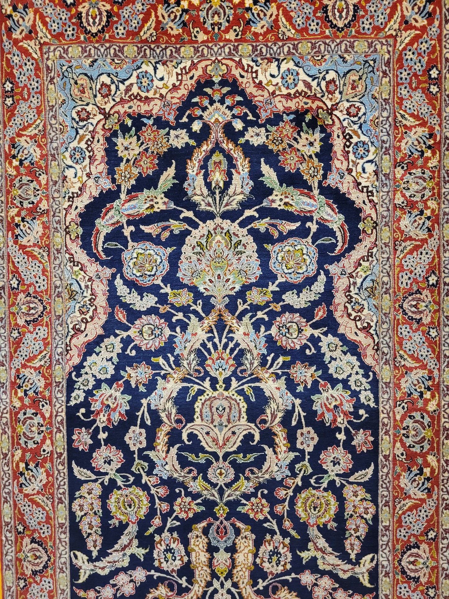Isfahan Teppich Korkwolle Seide fein handgeknüpft 164x106 cm
