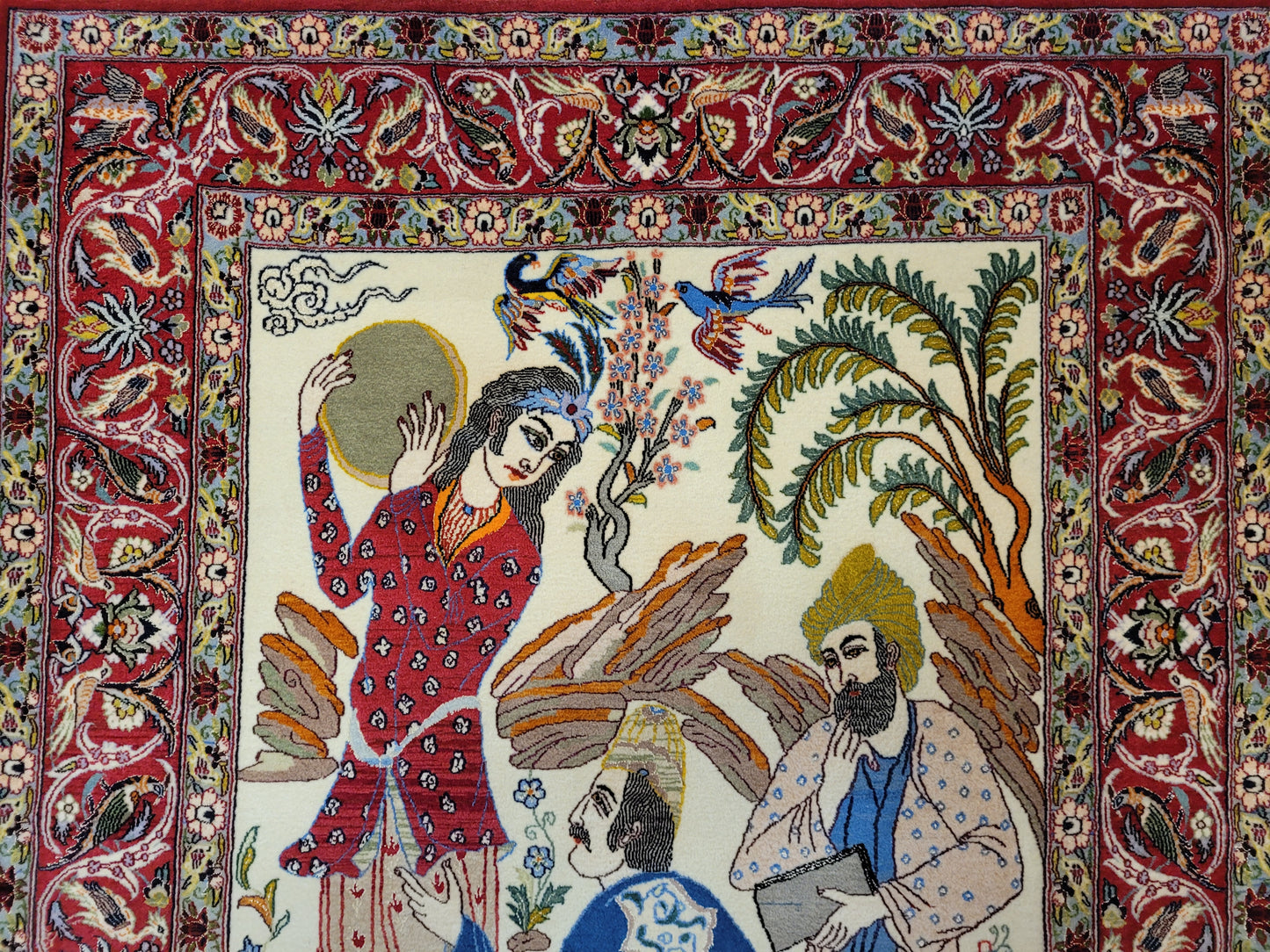 isfahan Bilderteppich Korkwolle Seide fein handgeknüpft