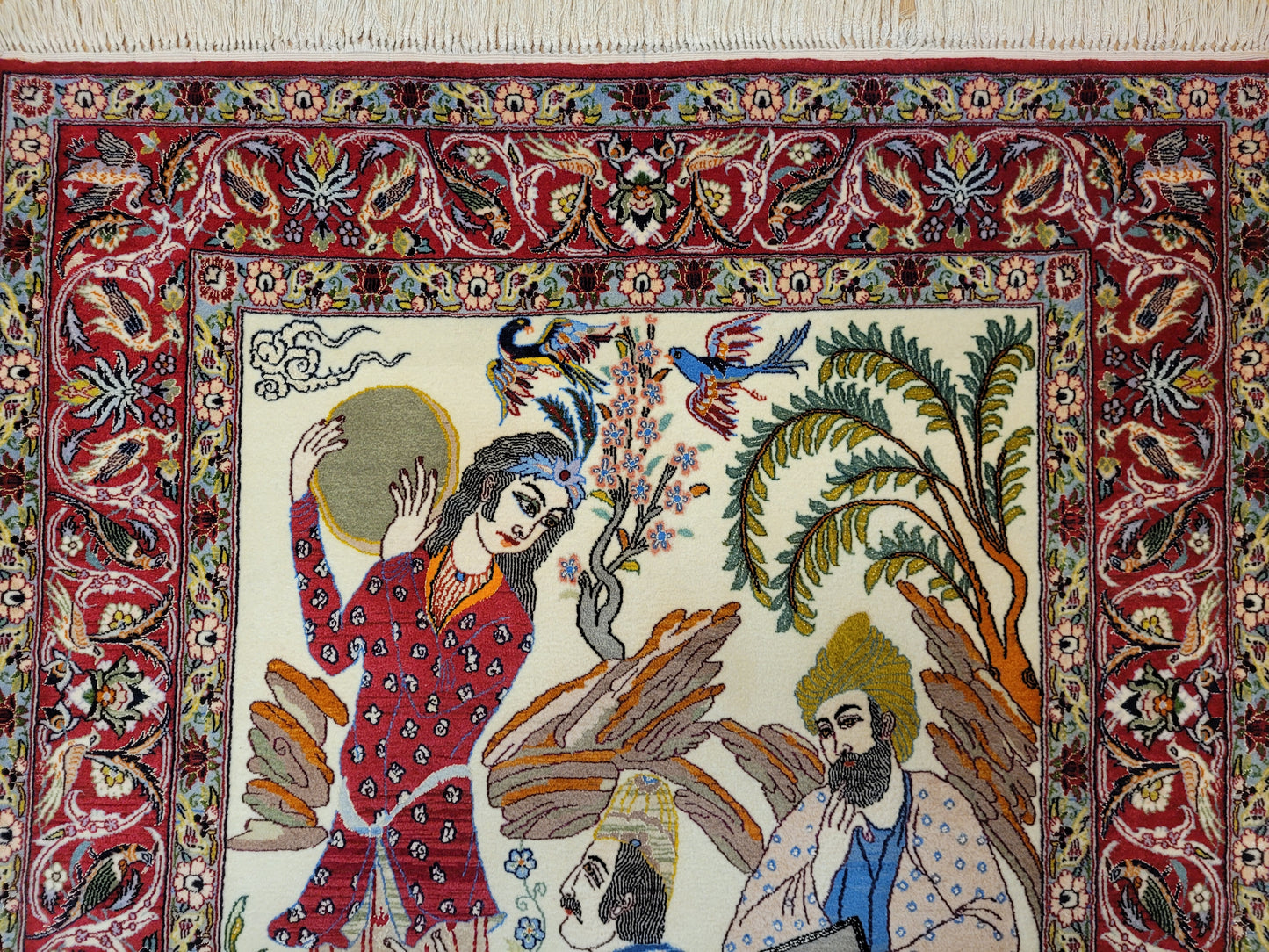 isfahan Bilderteppich Korkwolle Seide fein handgeknüpft