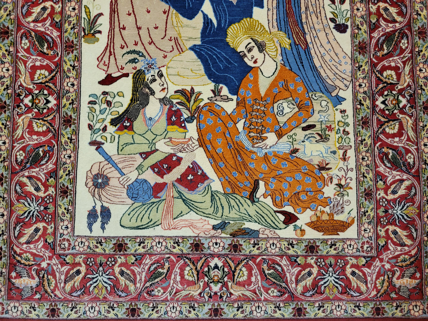 isfahan Bilderteppich Korkwolle Seide fein handgeknüpft