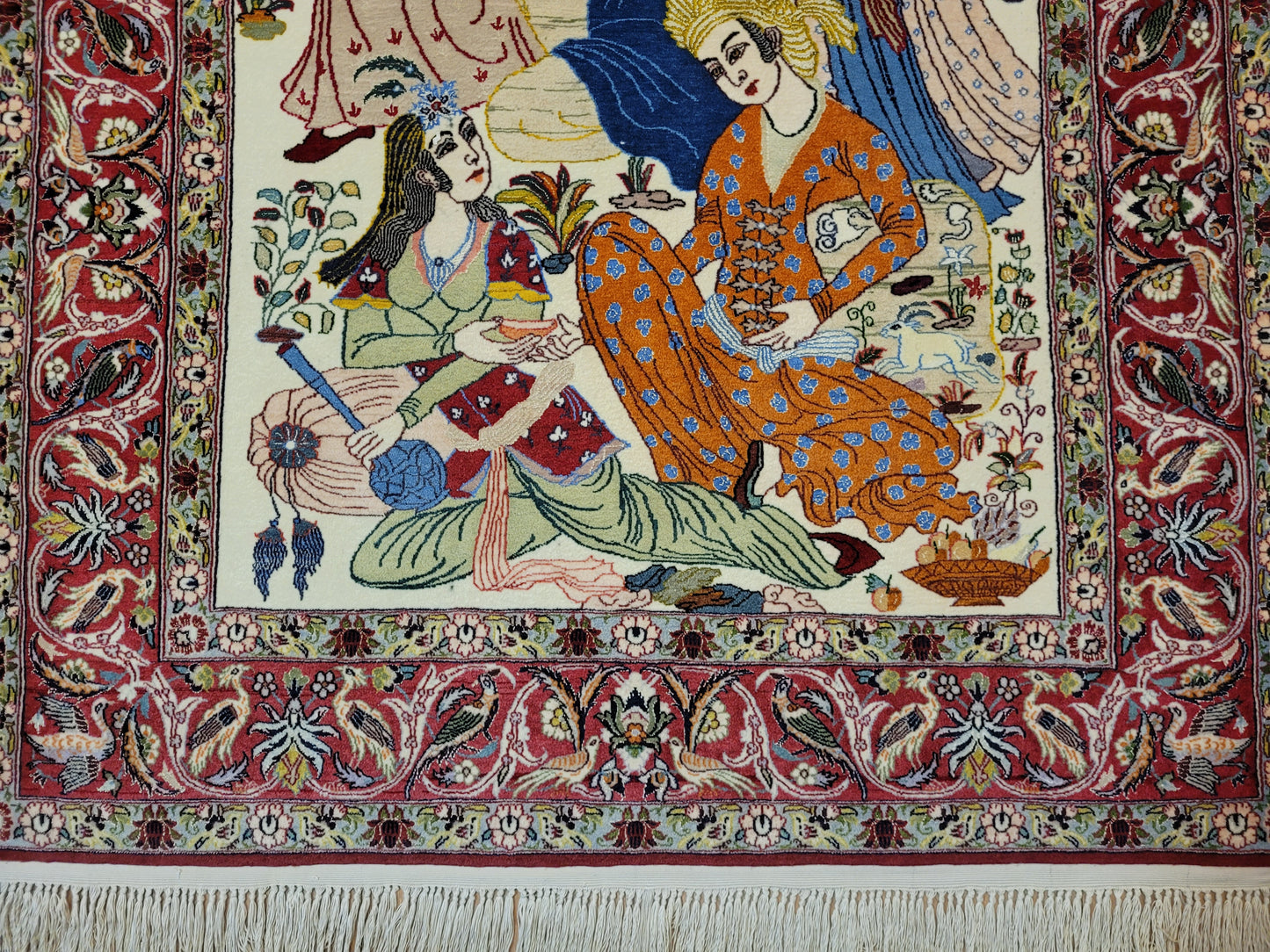 isfahan Bilderteppich Korkwolle Seide fein handgeknüpft