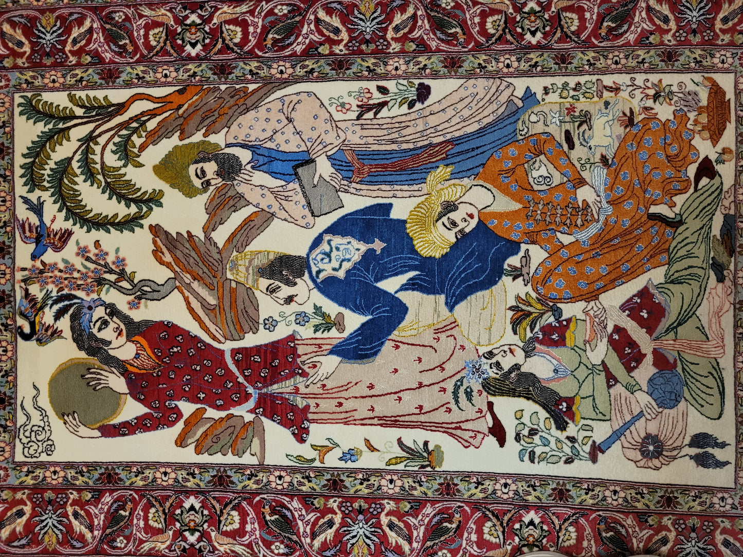 isfahan Bilderteppich Korkwolle Seide fein handgeknüpft