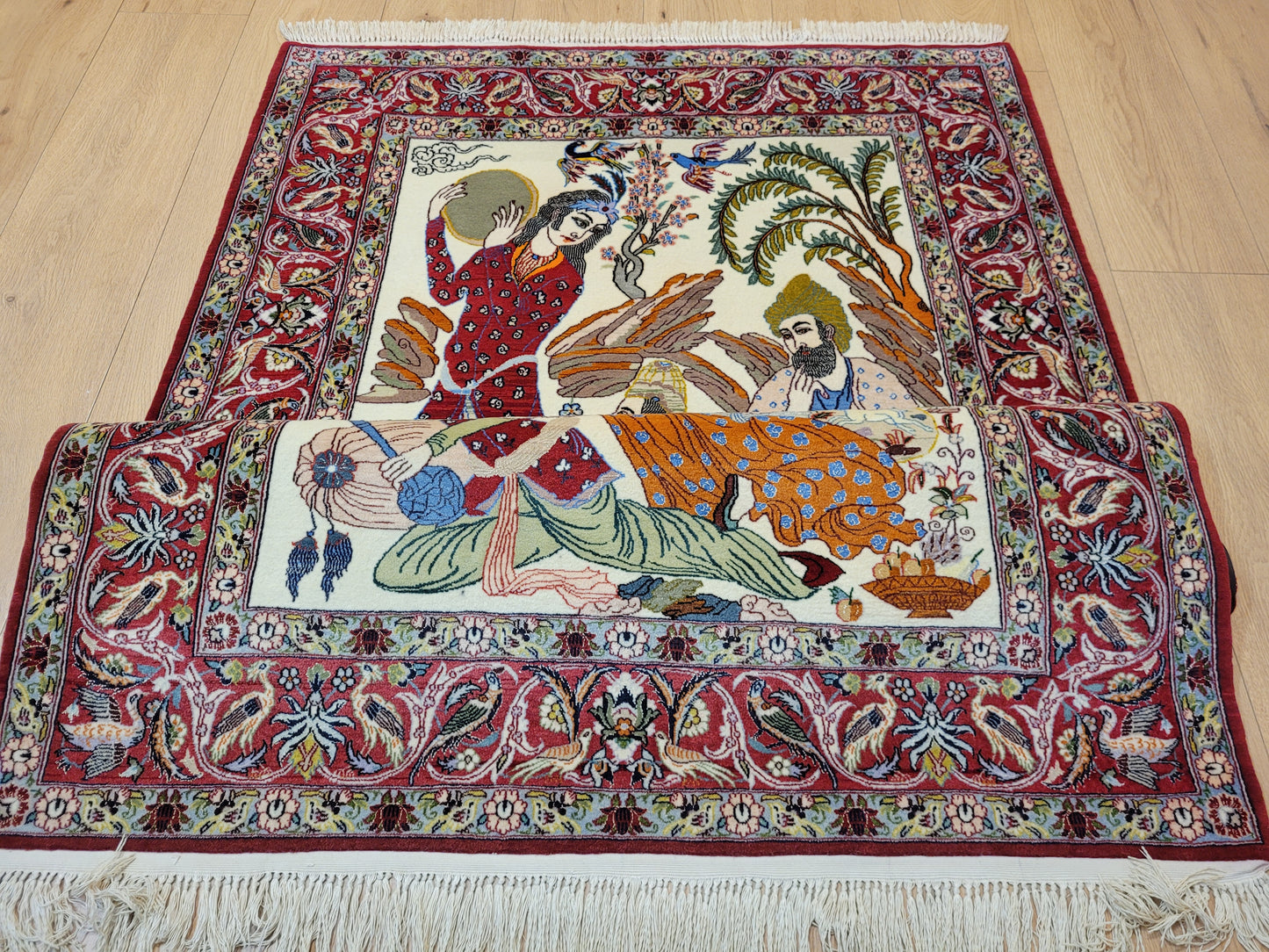 isfahan Bilderteppich Korkwolle Seide fein handgeknüpft