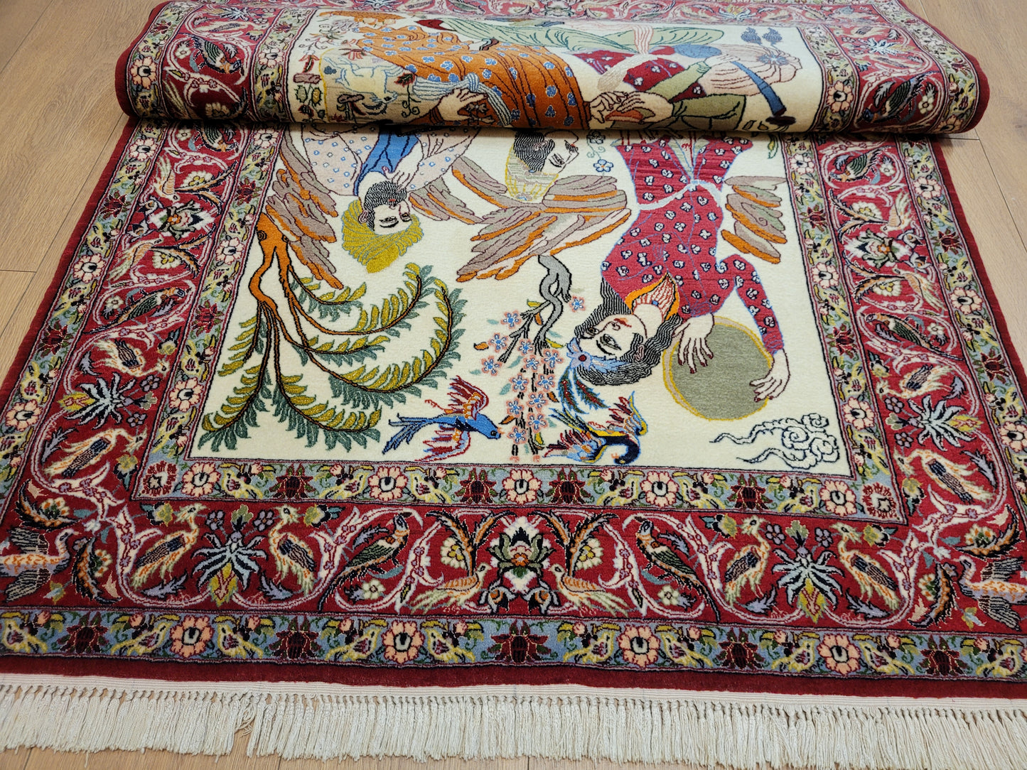 isfahan Bilderteppich Korkwolle Seide fein handgeknüpft