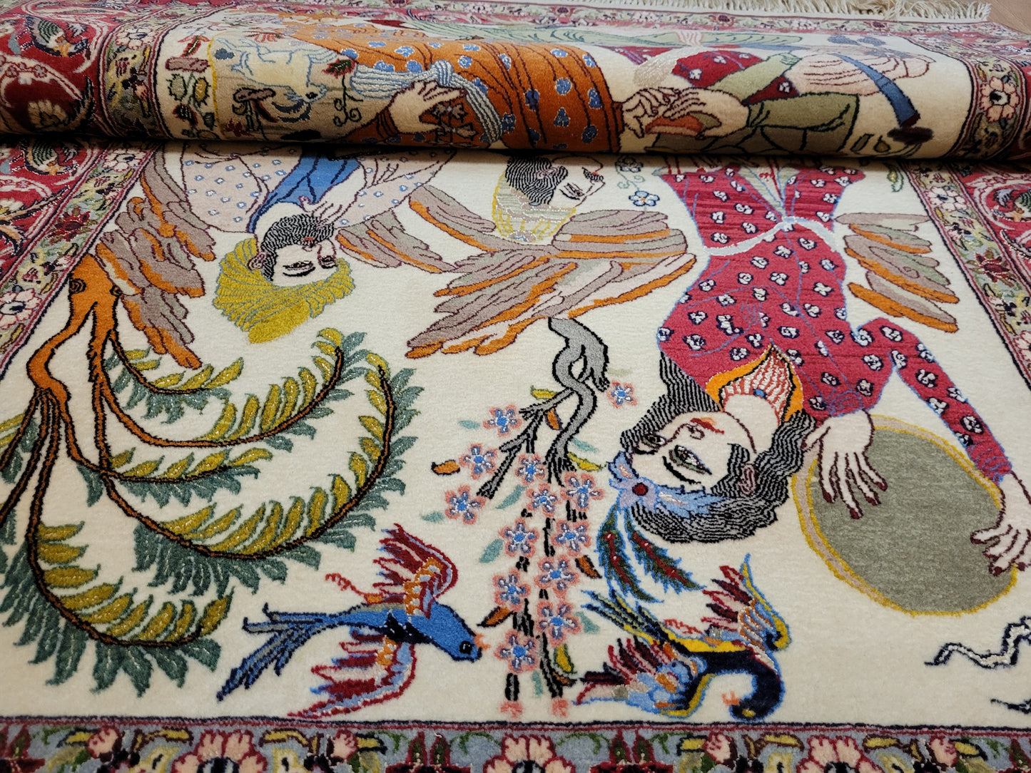 isfahan Bilderteppich Korkwolle Seide fein handgeknüpft