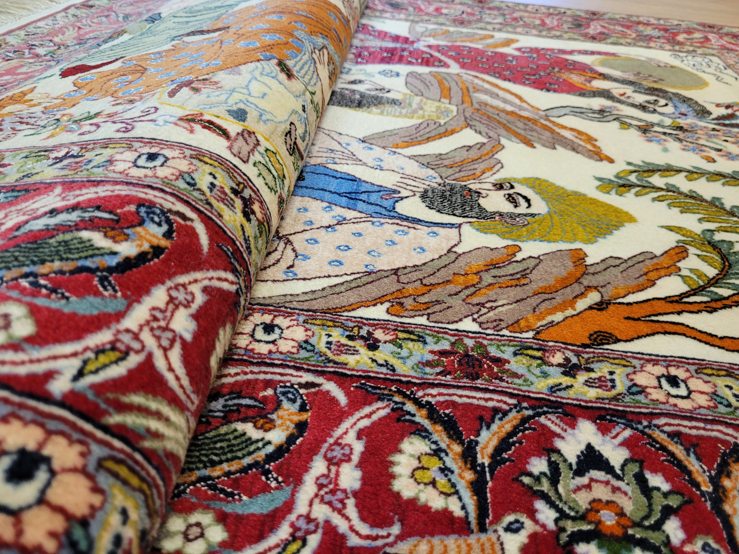 isfahan Bilderteppich Korkwolle Seide fein handgeknüpft