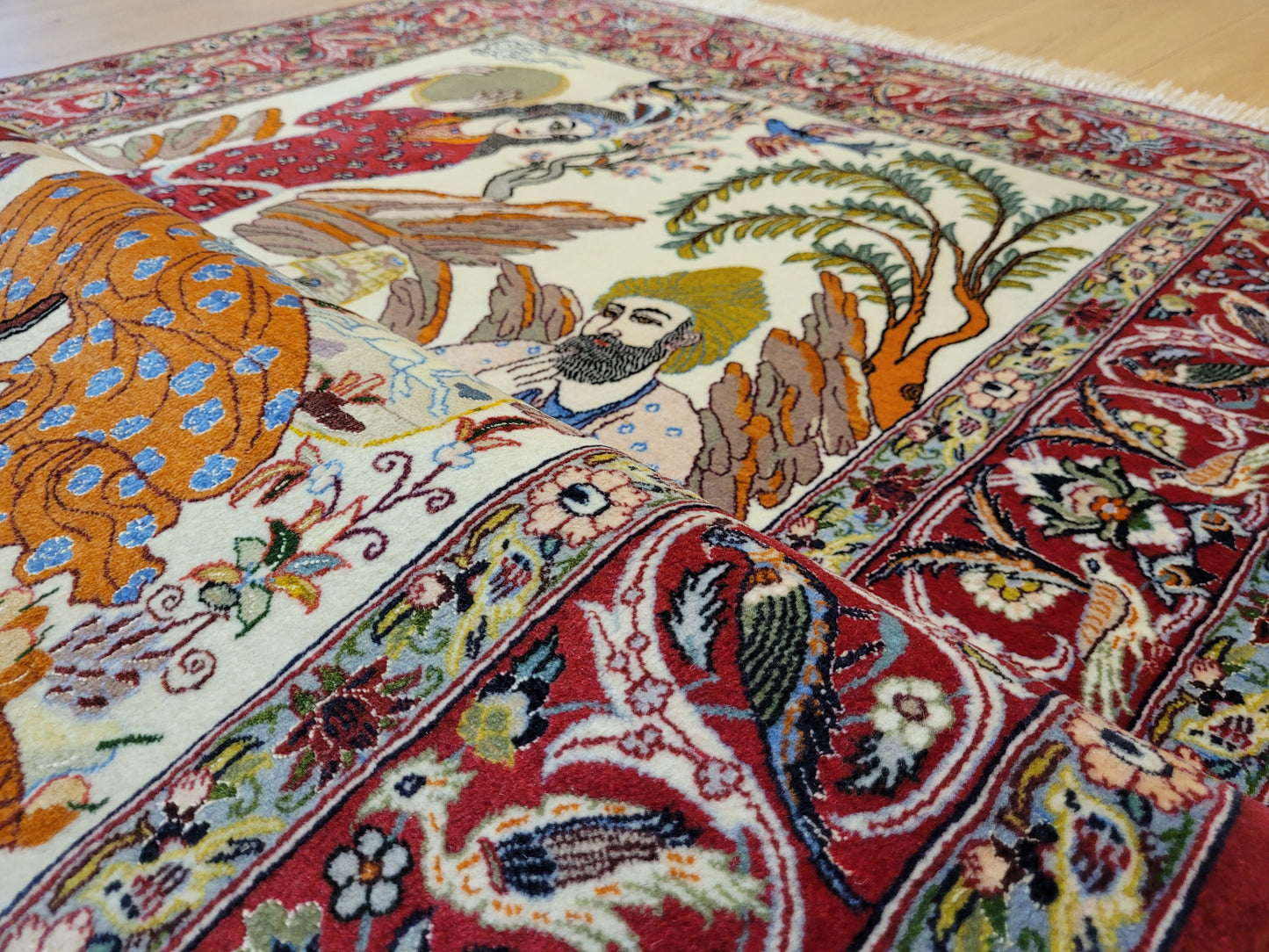 isfahan Bilderteppich Korkwolle Seide fein handgeknüpft