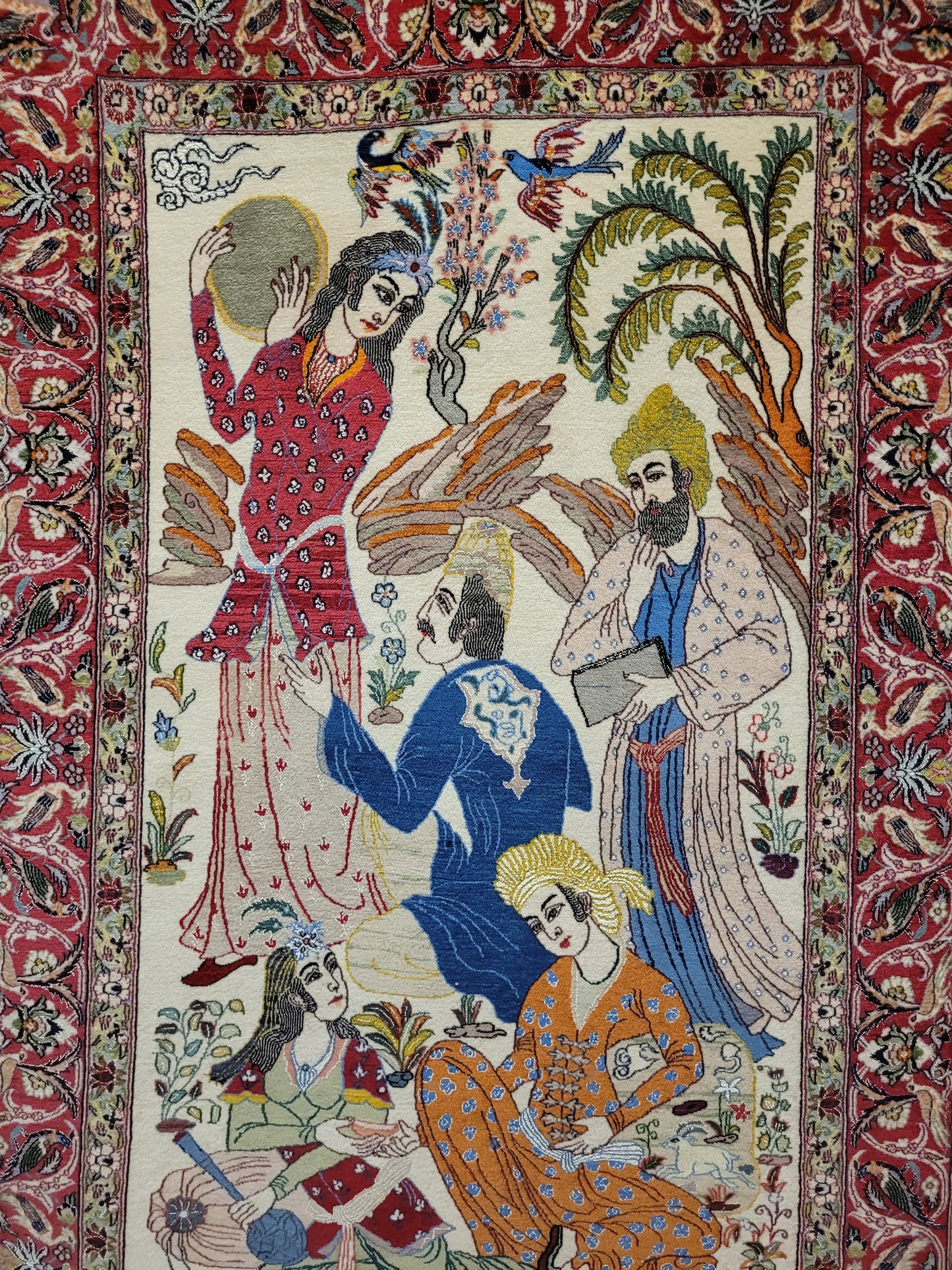 isfahan Bilderteppich Korkwolle Seide fein handgeknüpft