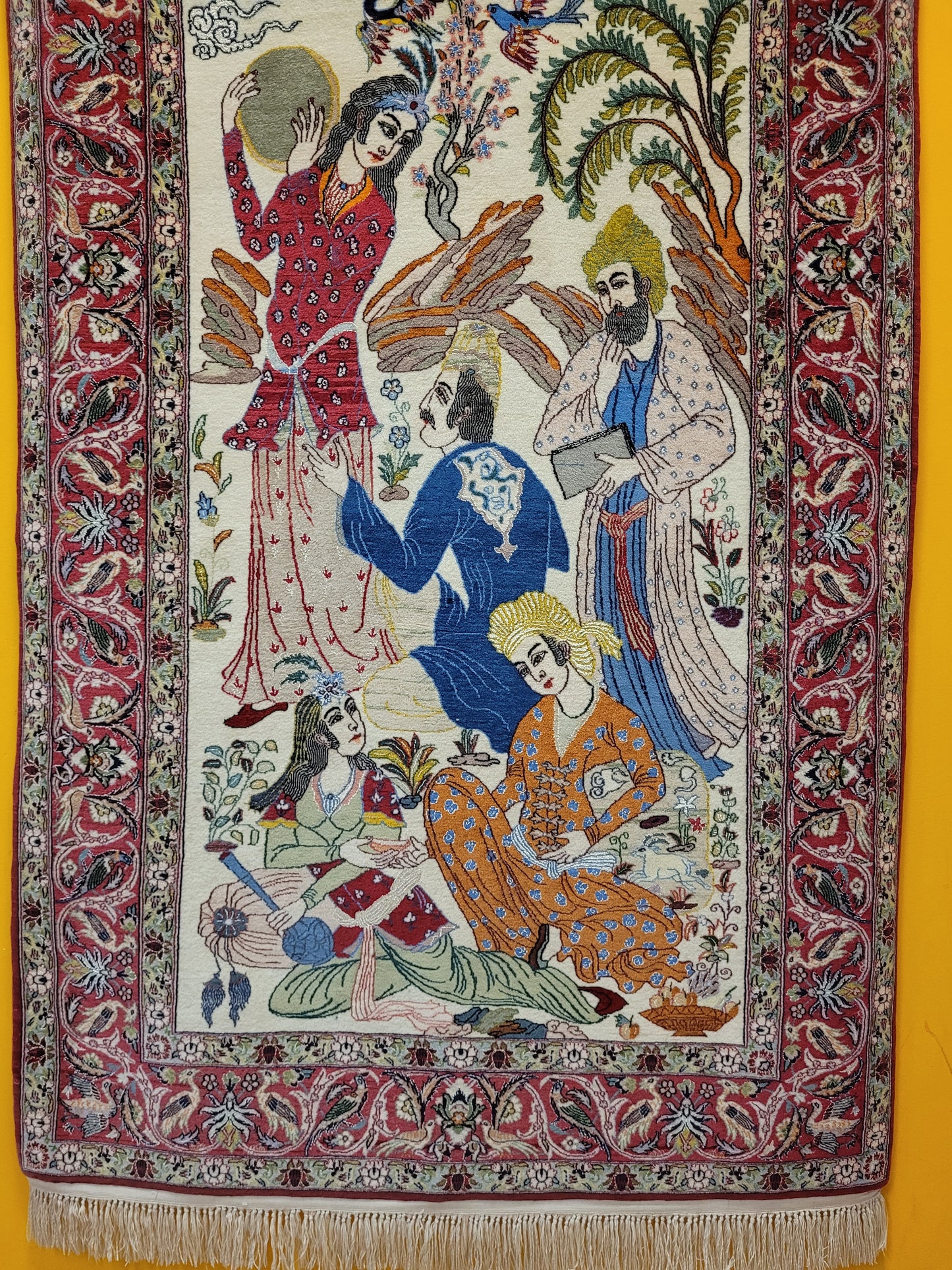 isfahan Bilderteppich Korkwolle Seide fein handgeknüpft