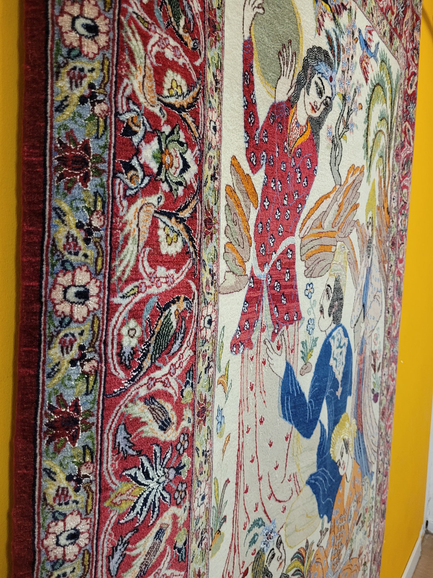 isfahan Bilderteppich Korkwolle Seide fein handgeknüpft