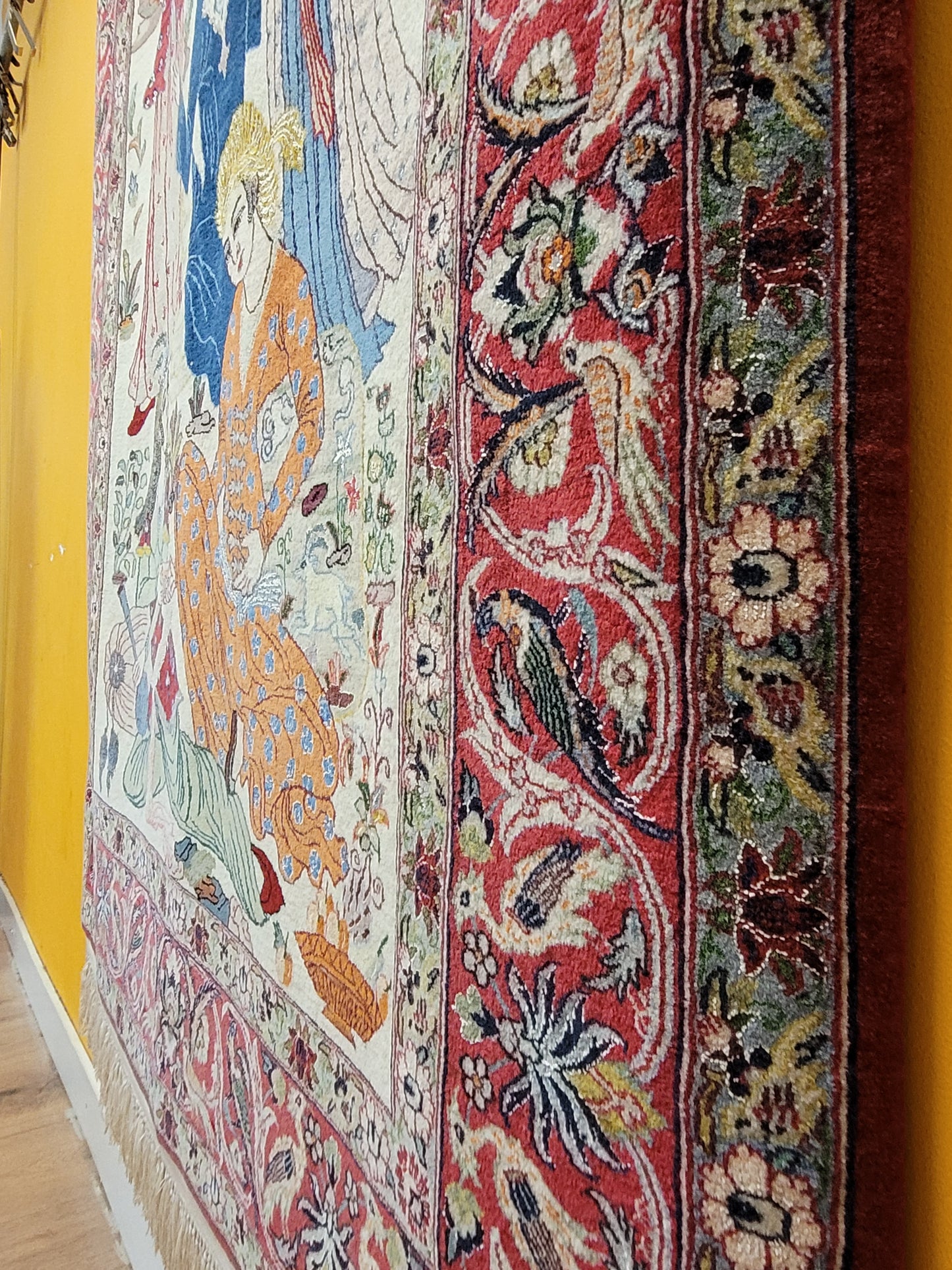 isfahan Bilderteppich Korkwolle Seide fein handgeknüpft