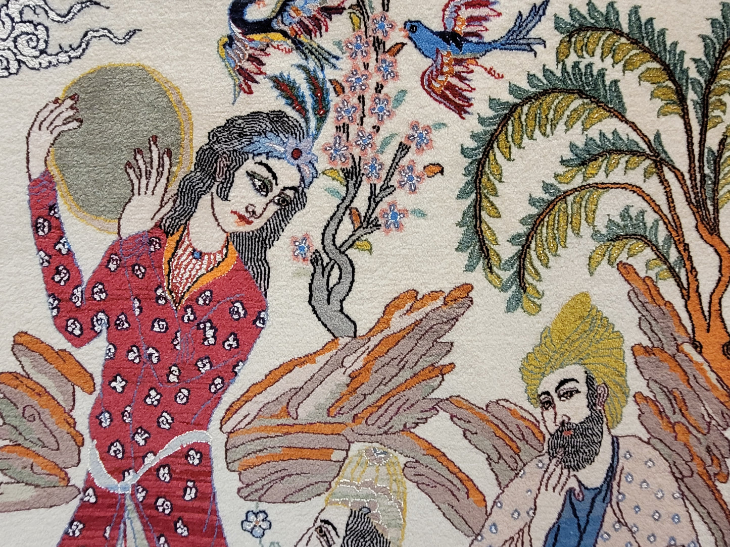 isfahan Bilderteppich Korkwolle Seide fein handgeknüpft