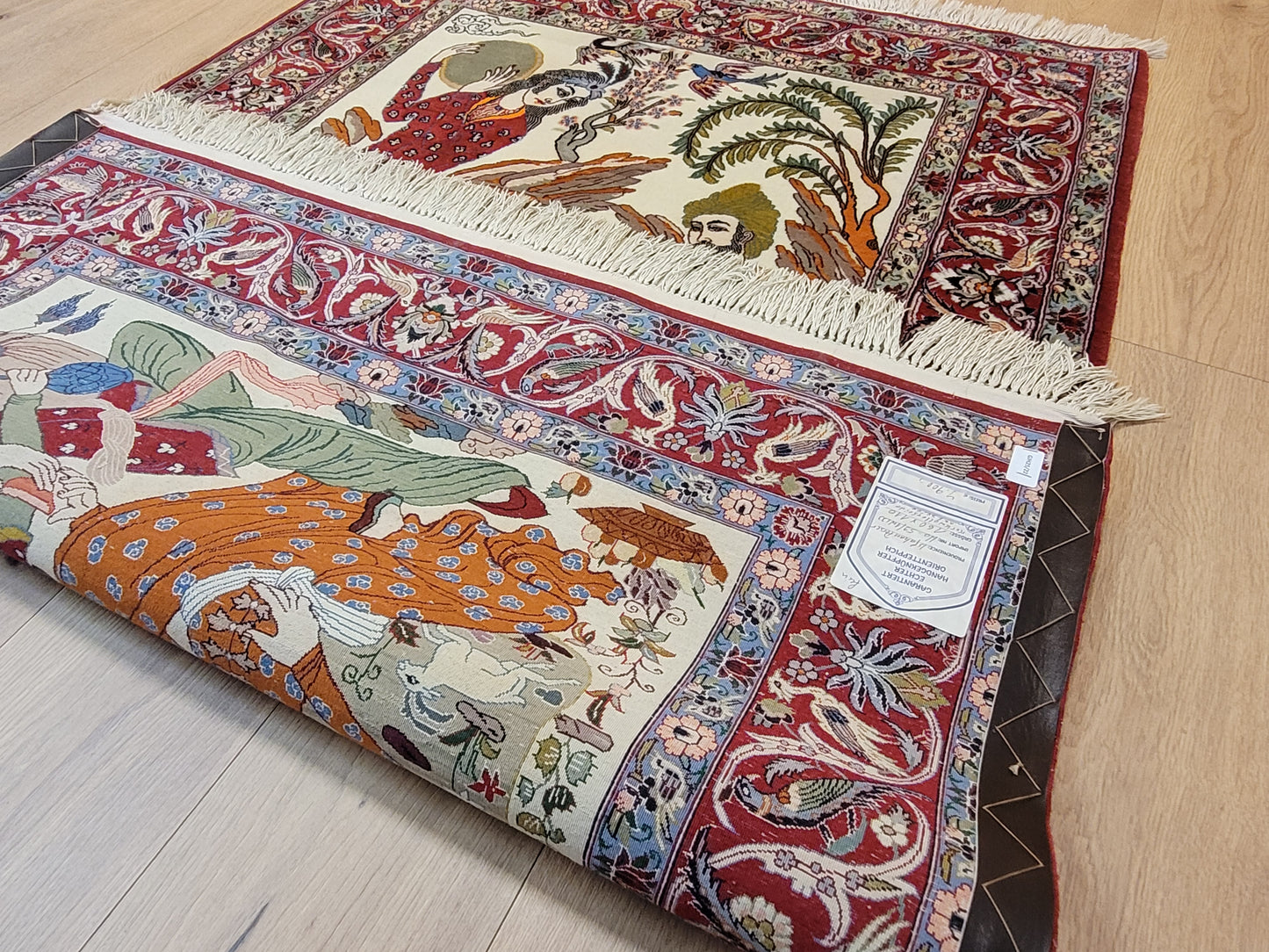 isfahan Bilderteppich Korkwolle Seide fein handgeknüpft