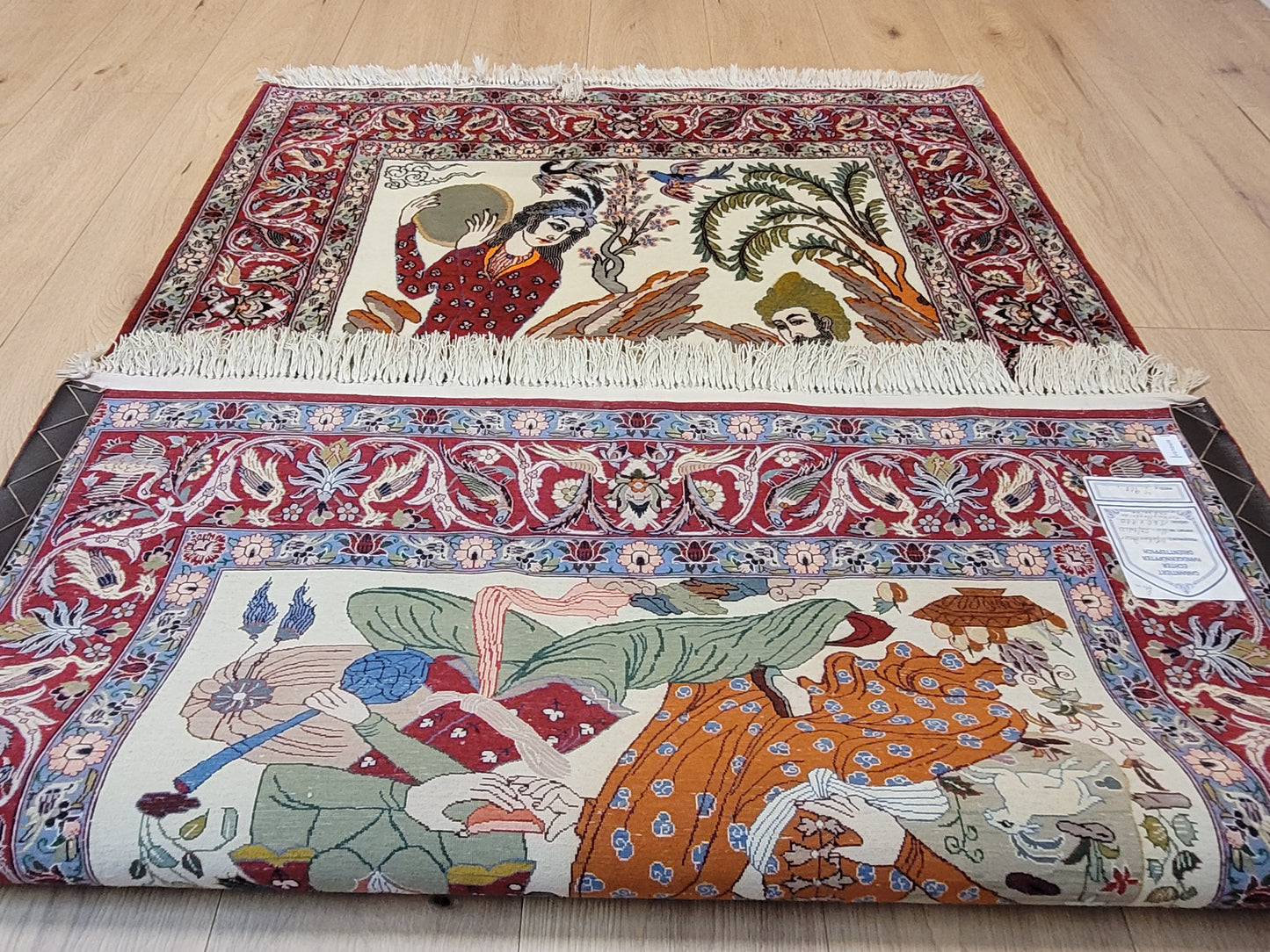 isfahan Bilderteppich Korkwolle Seide fein handgeknüpft