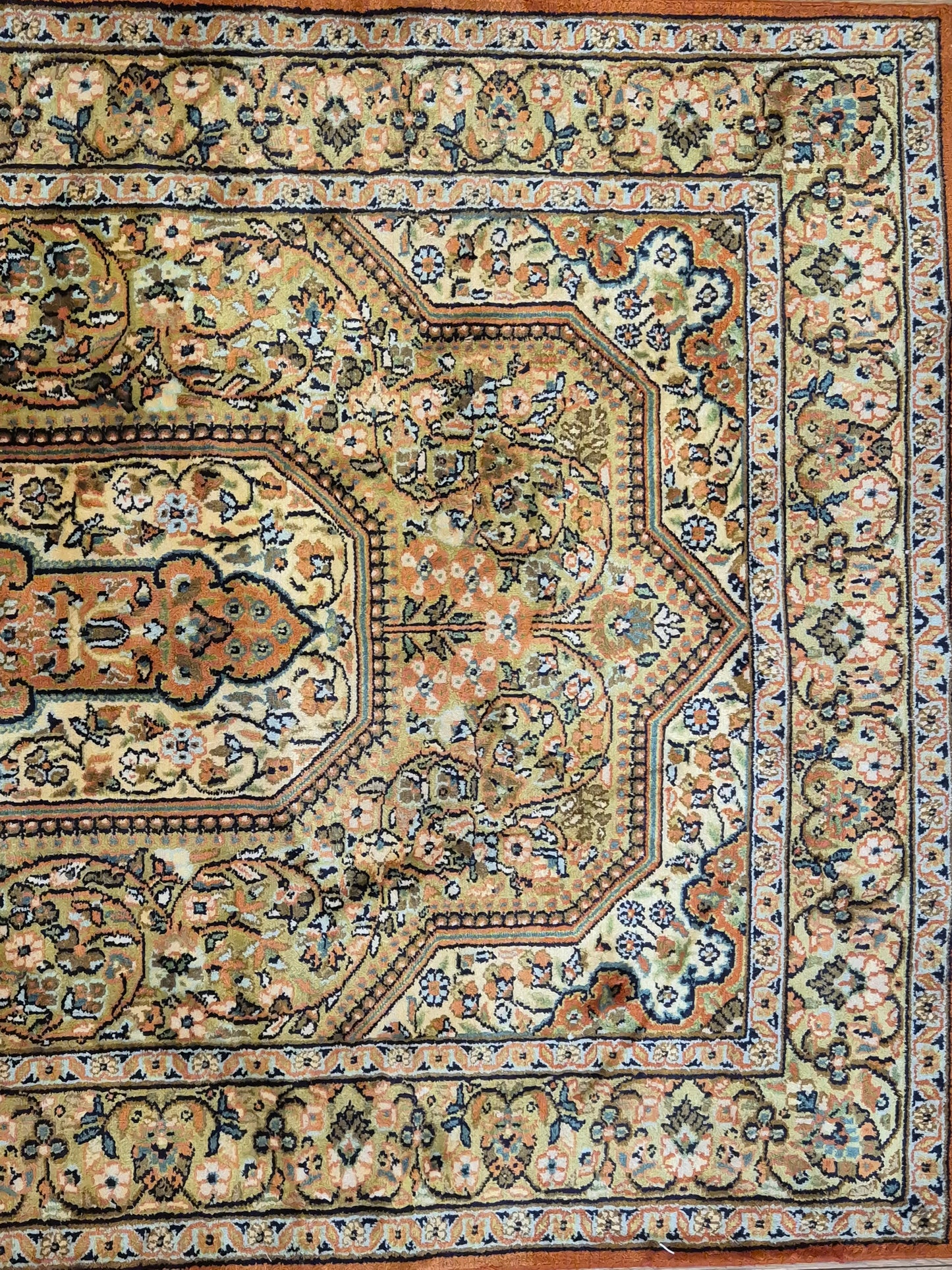 Kaschmir Seidenteppich Naturseide Medaillon fein