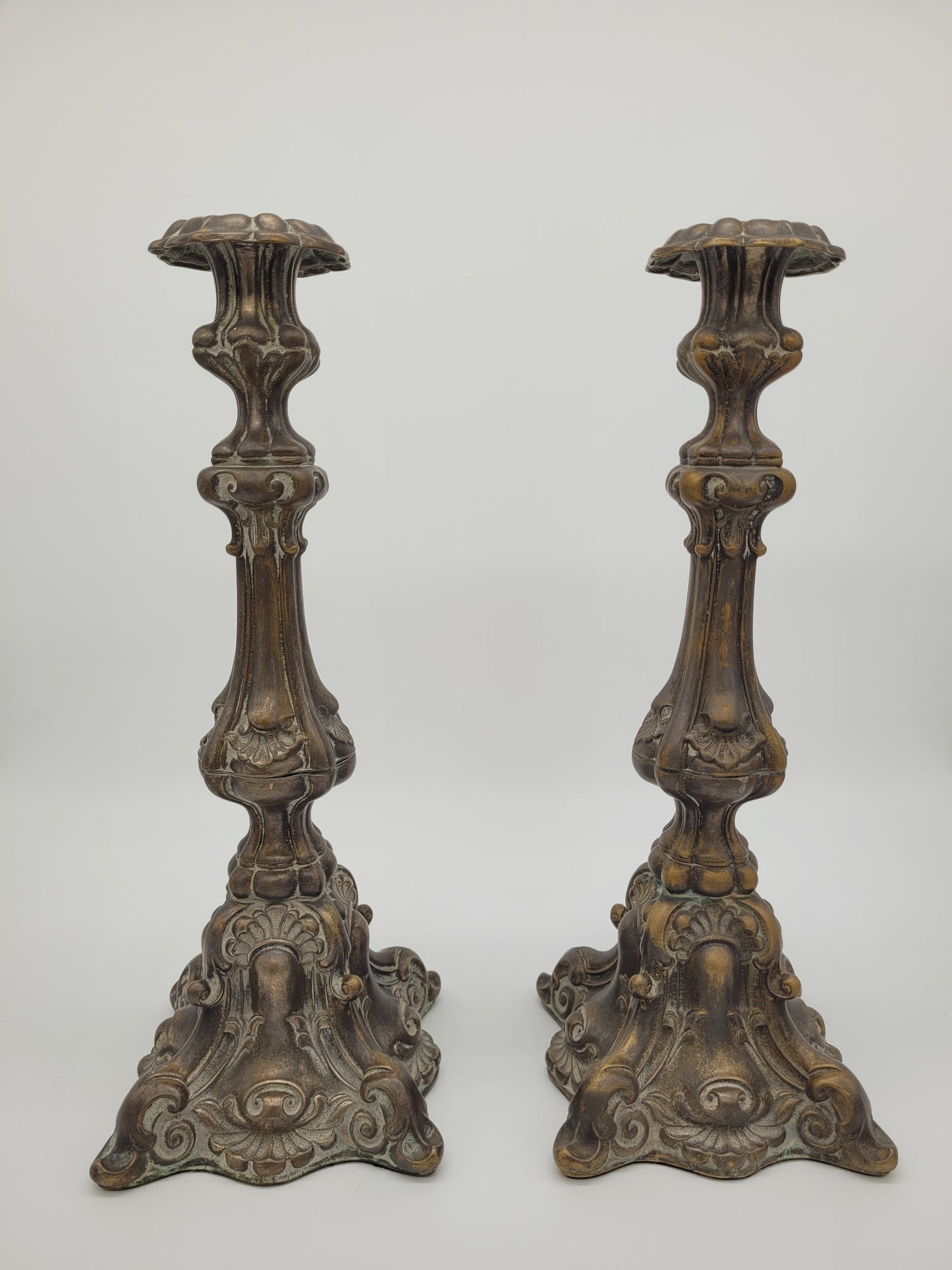 Paar Bronze Kerzenhalter Barock Stil Kerzenleuchter Kerzenständer