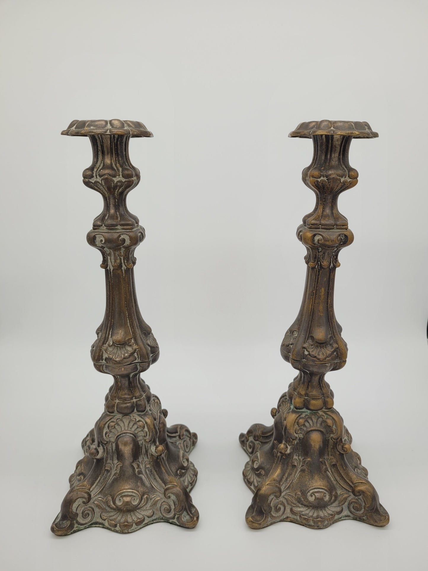 Paar Bronze Kerzenhalter Barock Stil Kerzenleuchter Kerzenständer