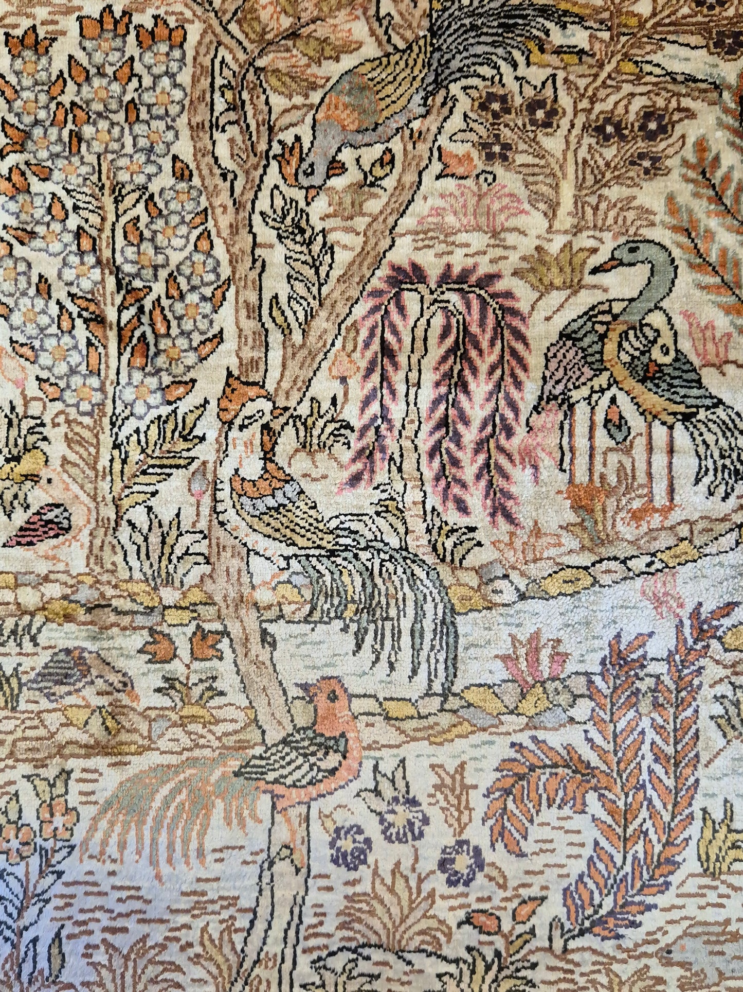 Hereke Seidenteppich Seide auf Seide Jagdszene fein