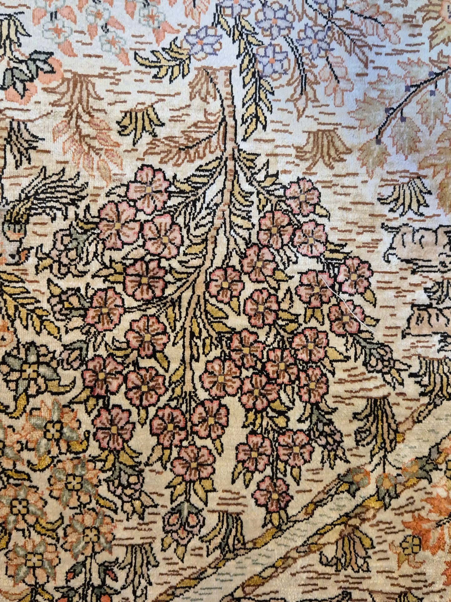 Hereke Seidenteppich Seide auf Seide Jagdszene fein