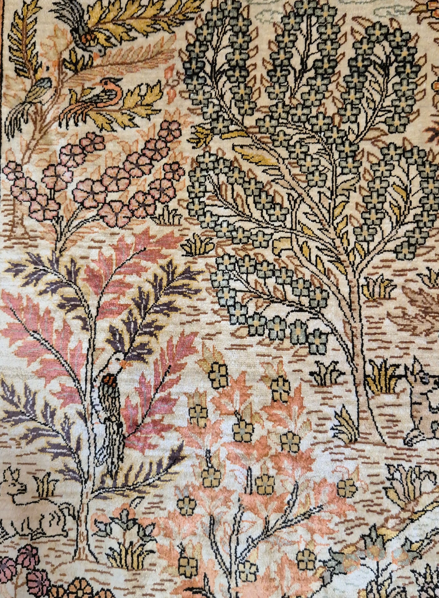 Hereke Seidenteppich Seide auf Seide Jagdszene fein