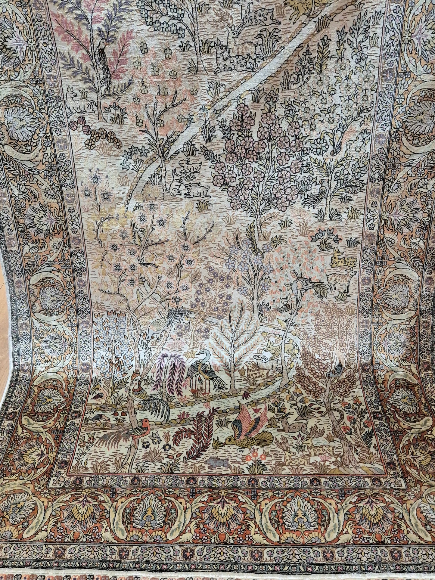 Hereke Seidenteppich Seide auf Seide Jagdszene fein