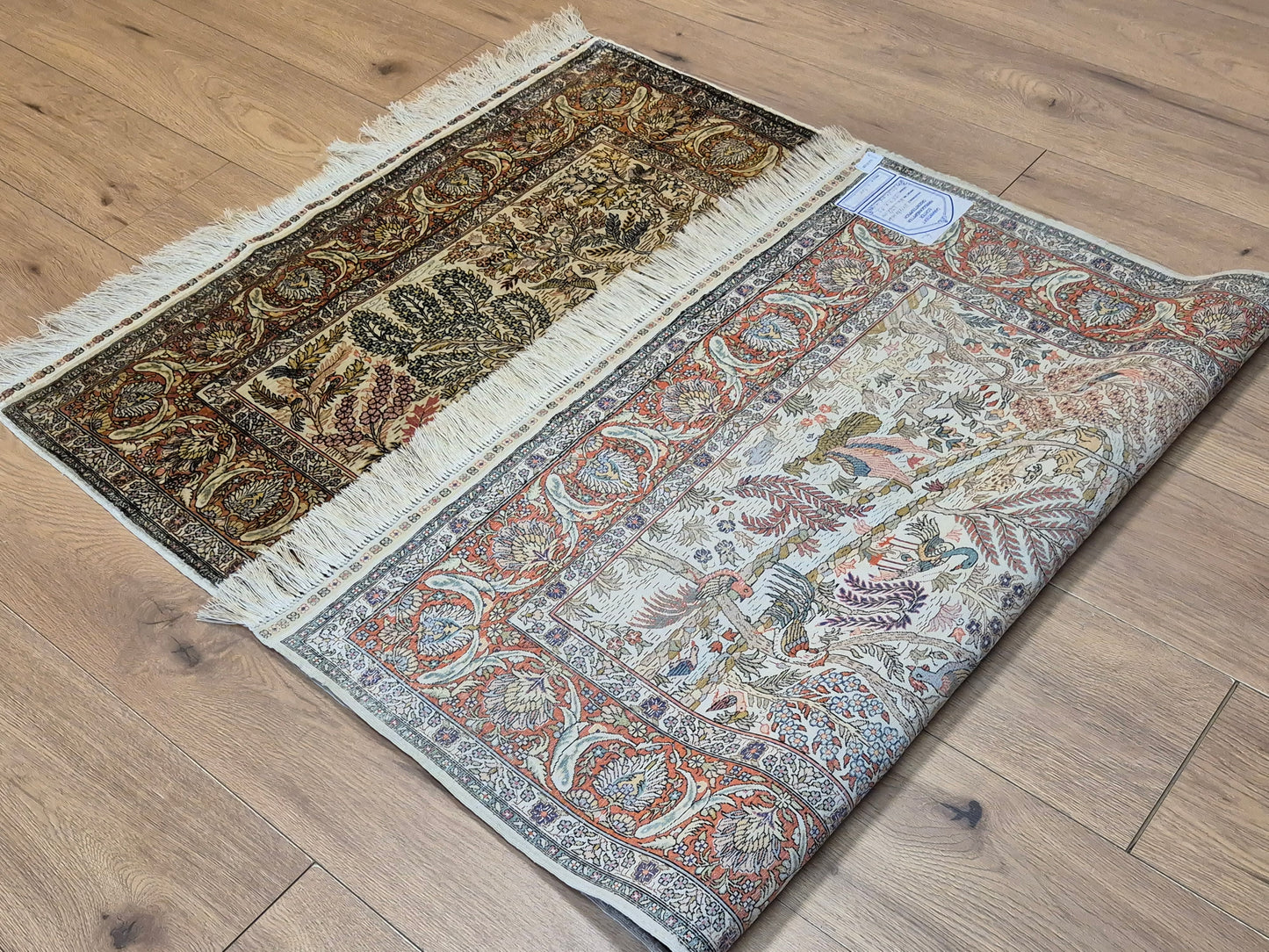 Hereke Seidenteppich Seide auf Seide Jagdszene fein