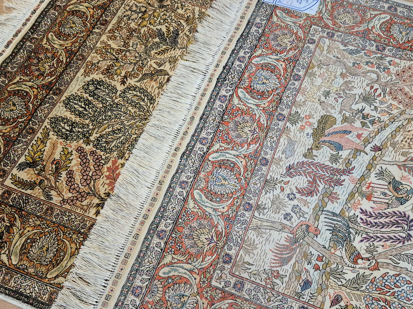 Hereke Seidenteppich Seide auf Seide Jagdszene fein