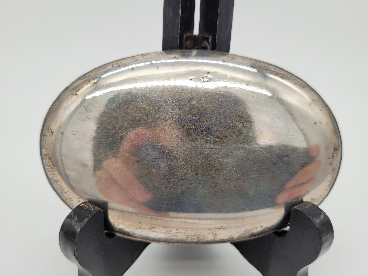 Versilberte Schale Platte mit Bambus Motiv Asiatika Dekorativ