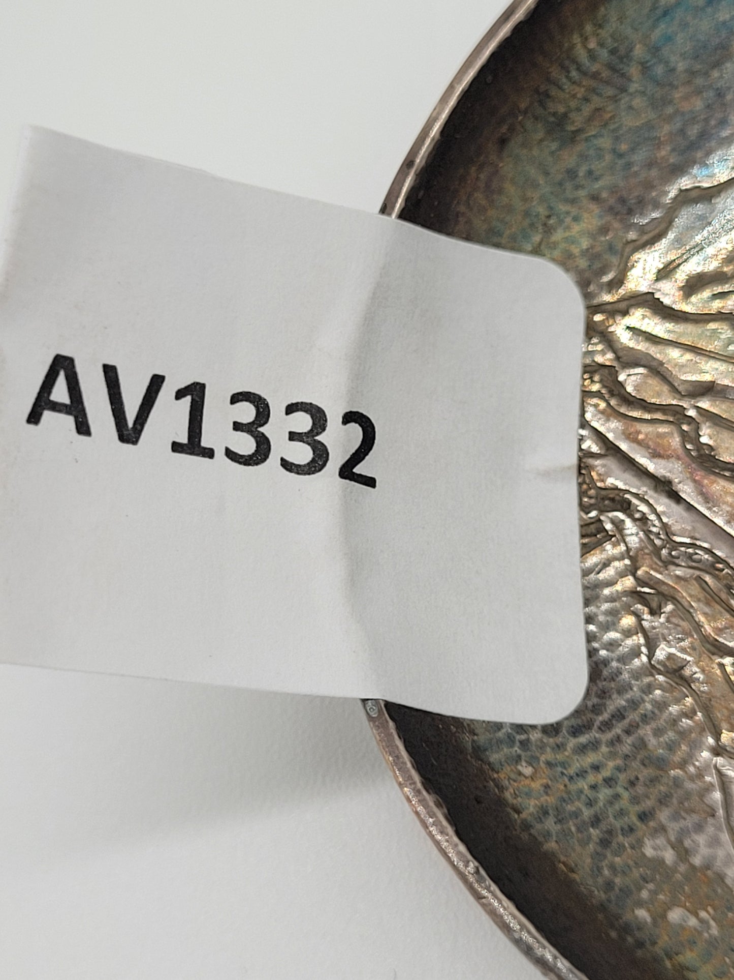 Versilberte Schale Platte mit Bambus Motiv Asiatika Dekorativ