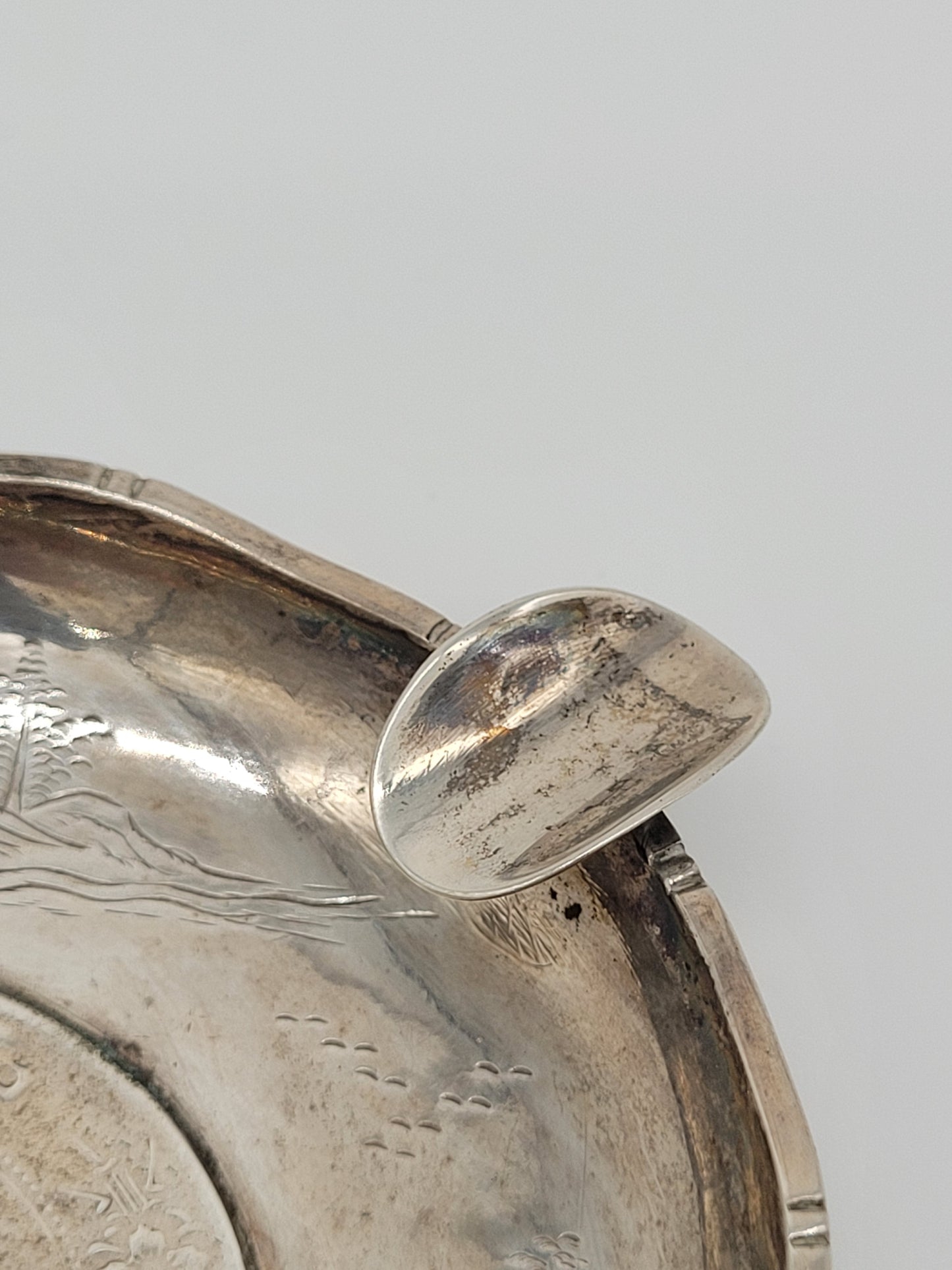 Chinesische Aschenbecher Sterling Silber 925er Drachenmotiv