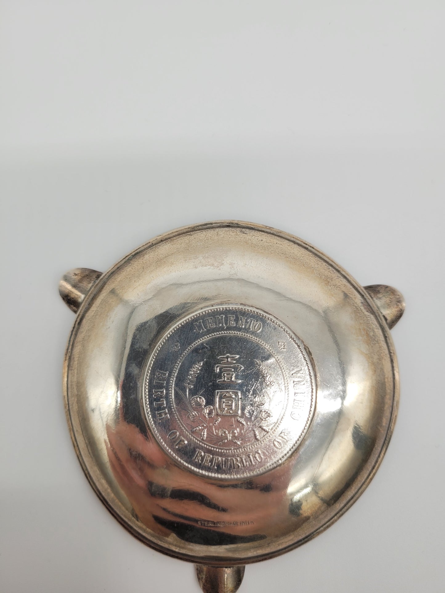 Chinesische Aschenbecher Sterling Silber 925er Drachenmotiv