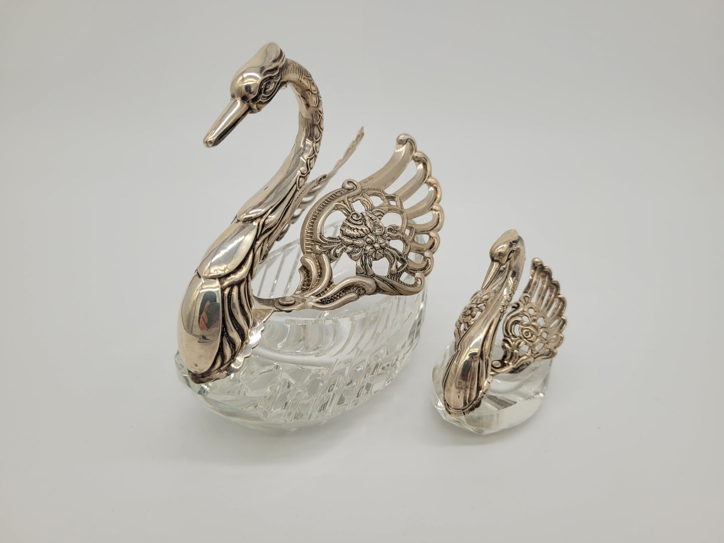 Paar 835er Silber Schwan Schalen Figuren ALBO Albert Bodemer