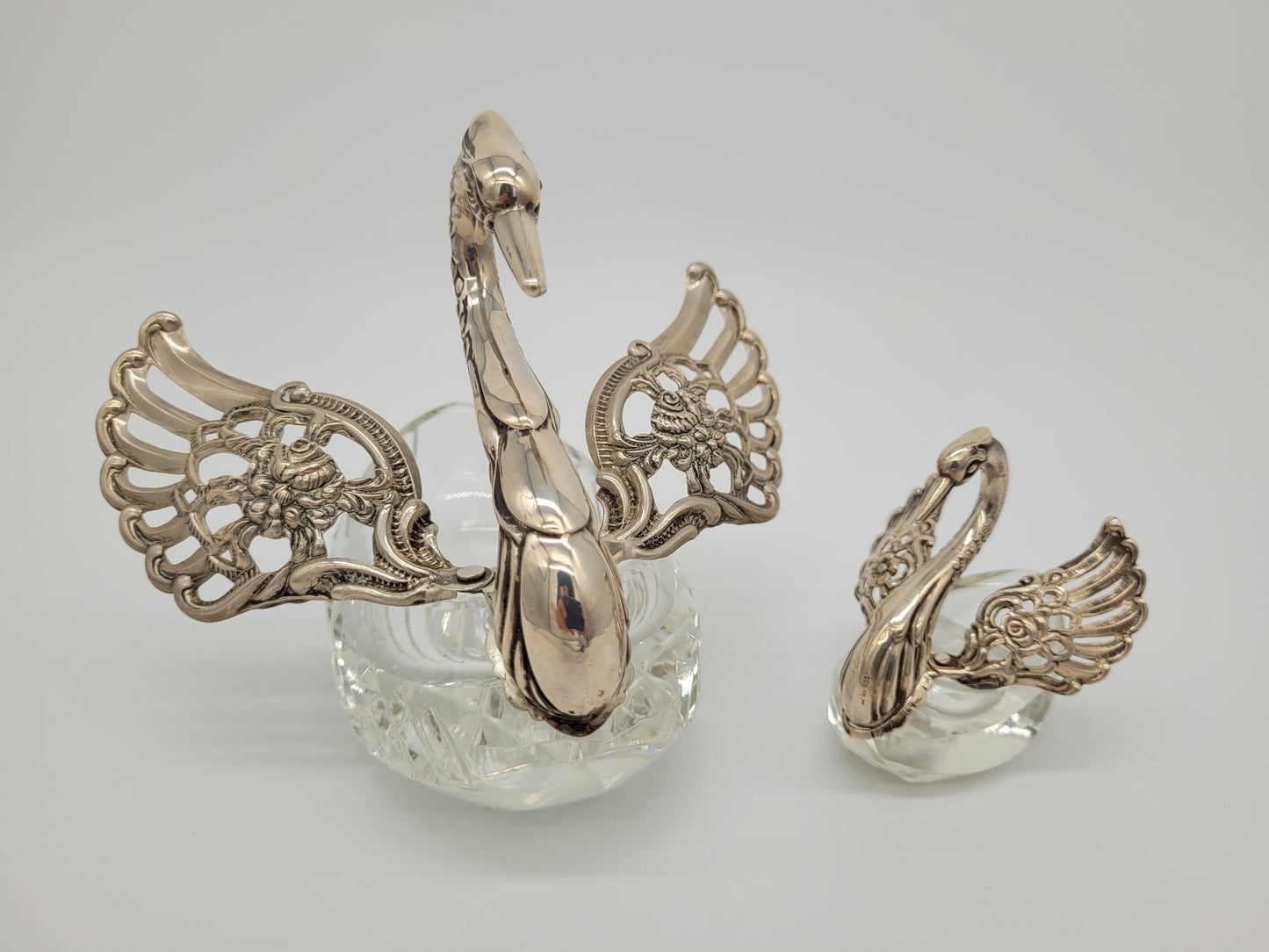 Paar 835er Silber Schwan Schalen Figuren ALBO Albert Bodemer