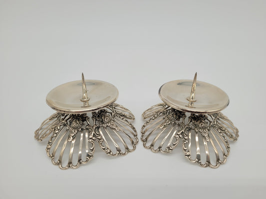 Paar Kerzenständer 835er Silber mit Floralem Design Handarbeit