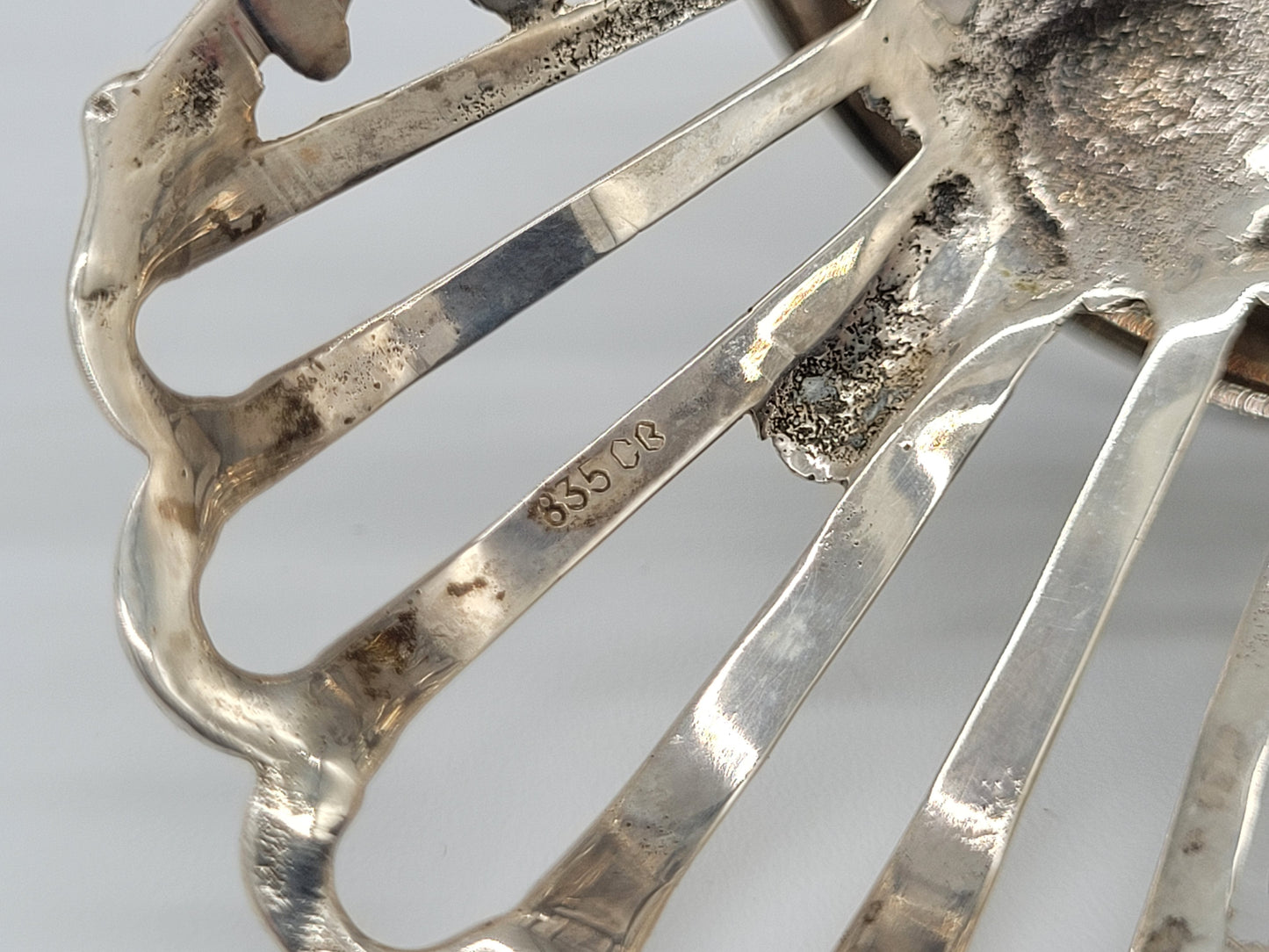 Paar Kerzenständer 835er Silber mit Floralem Design Handarbeit