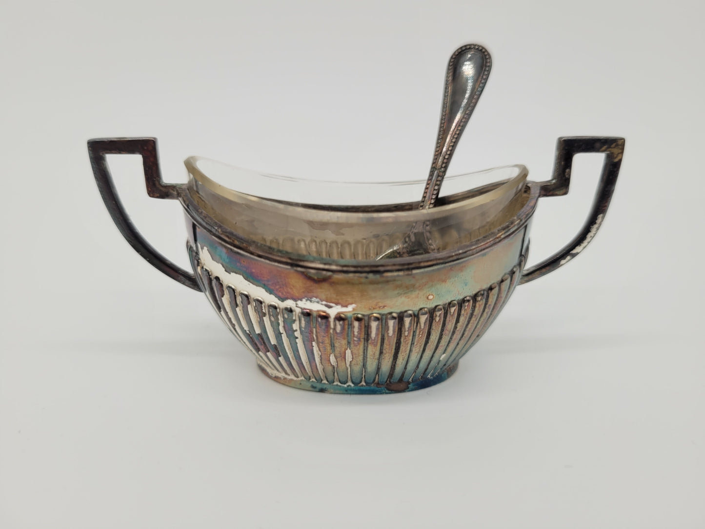 Paar Silber Schälchen 800er Silber mit Löffel Deutsche Meistermarke