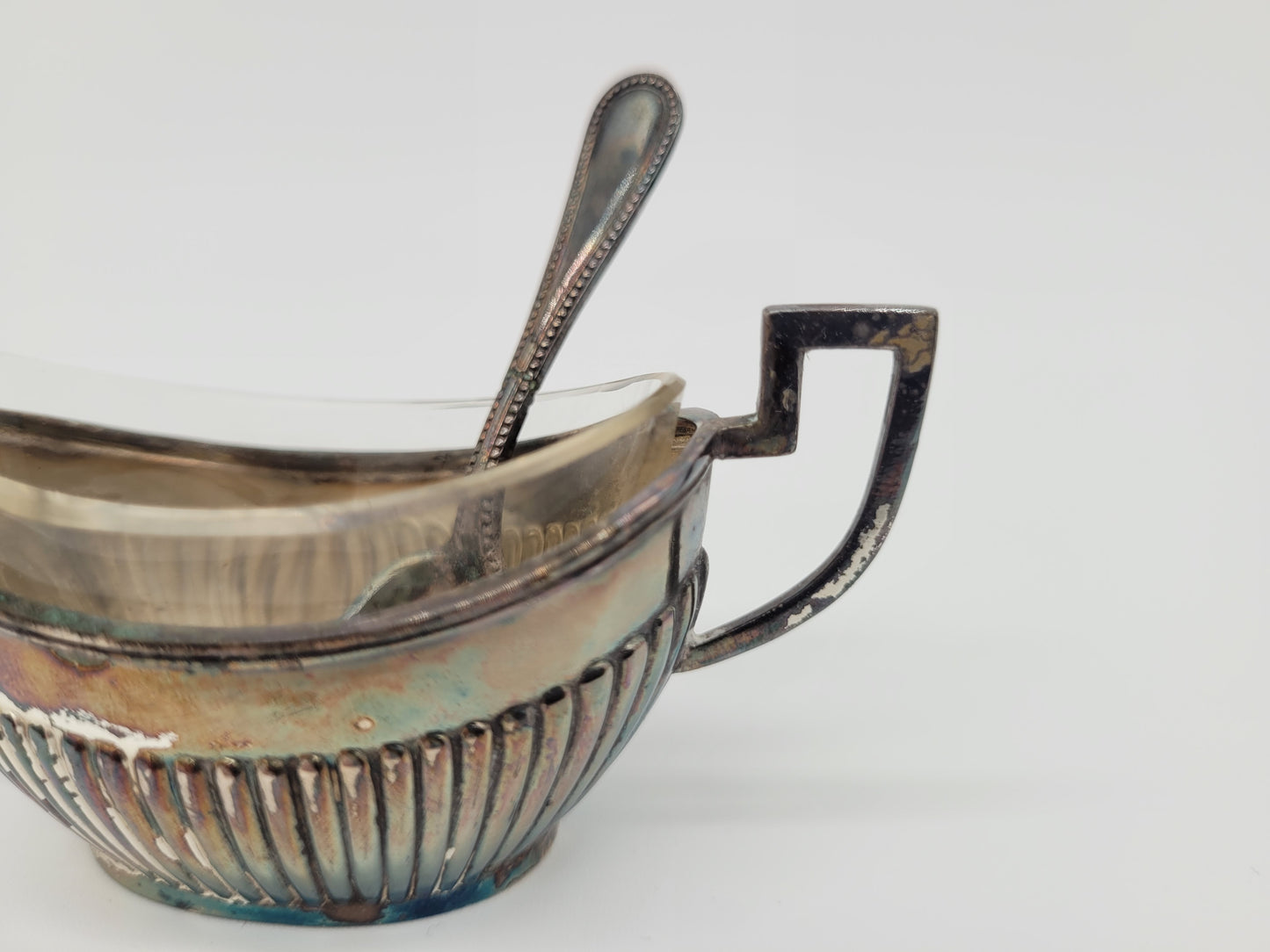 Paar Silber Schälchen 800er Silber mit Löffel Deutsche Meistermarke