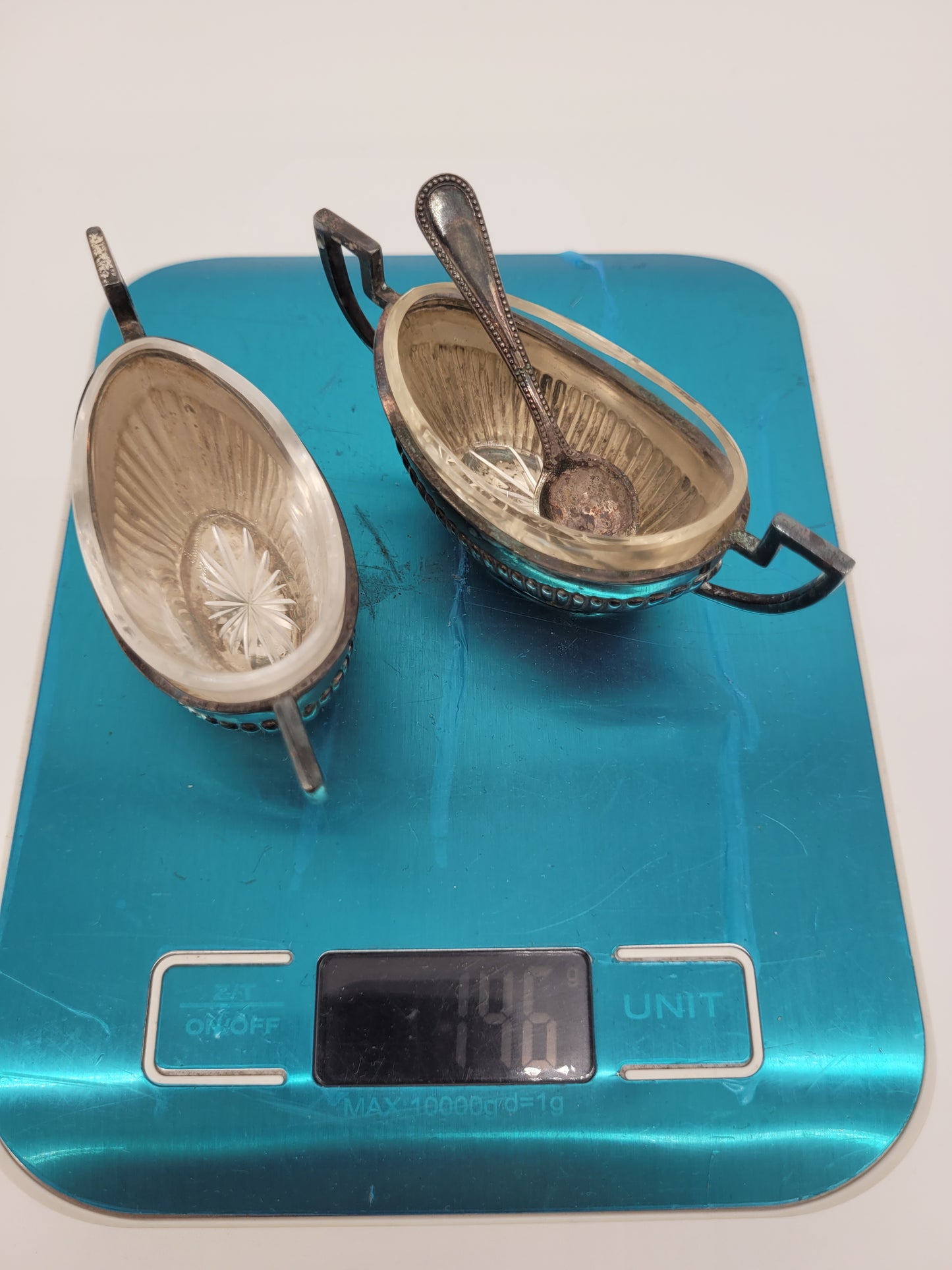 Paar Silber Schälchen 800er Silber mit Löffel Deutsche Meistermarke