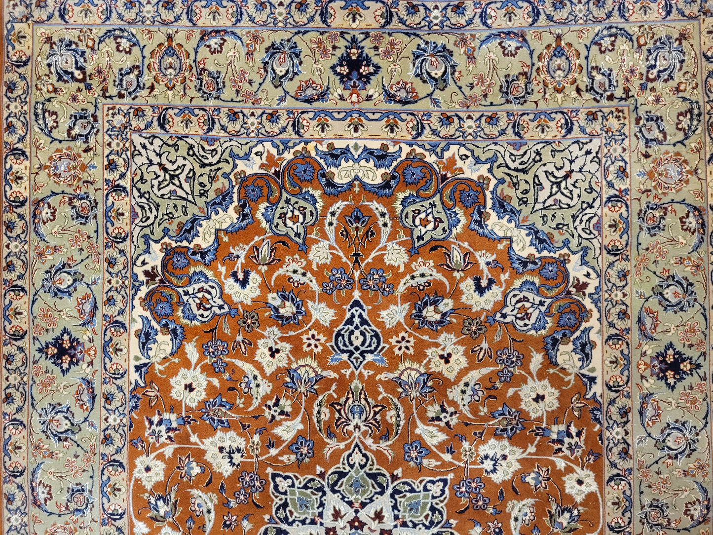 Isfahan Teppich Korkwolle Seide fein handgeknüpft