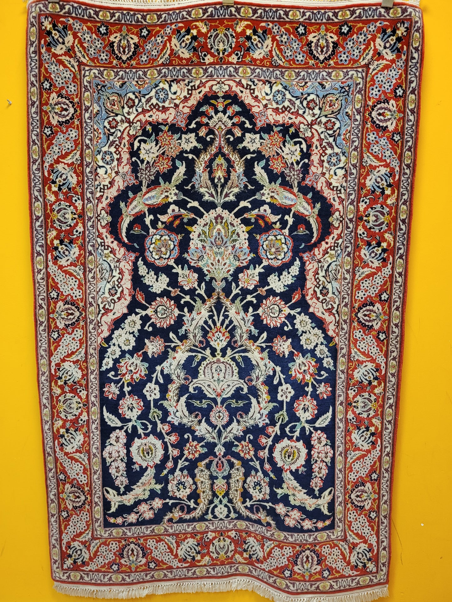 Isfahan Teppich Korkwolle Seide fein handgeknüpft