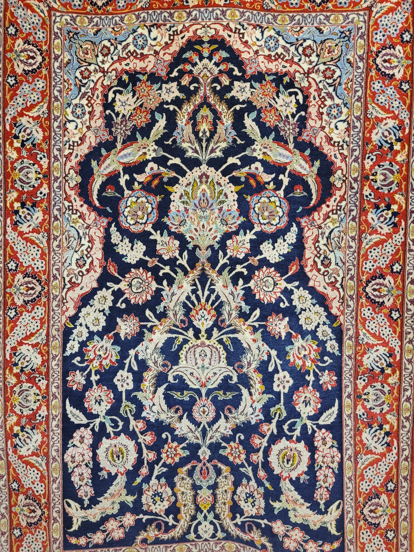 Isfahan Teppich Korkwolle Seide fein handgeknüpft