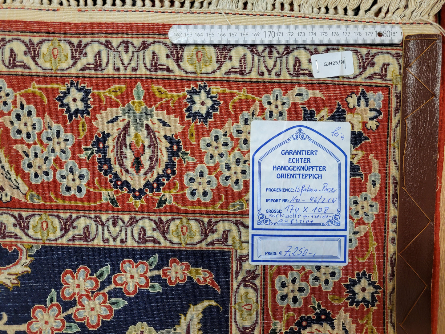 Isfahan Teppich Korkwolle Seide fein handgeknüpft