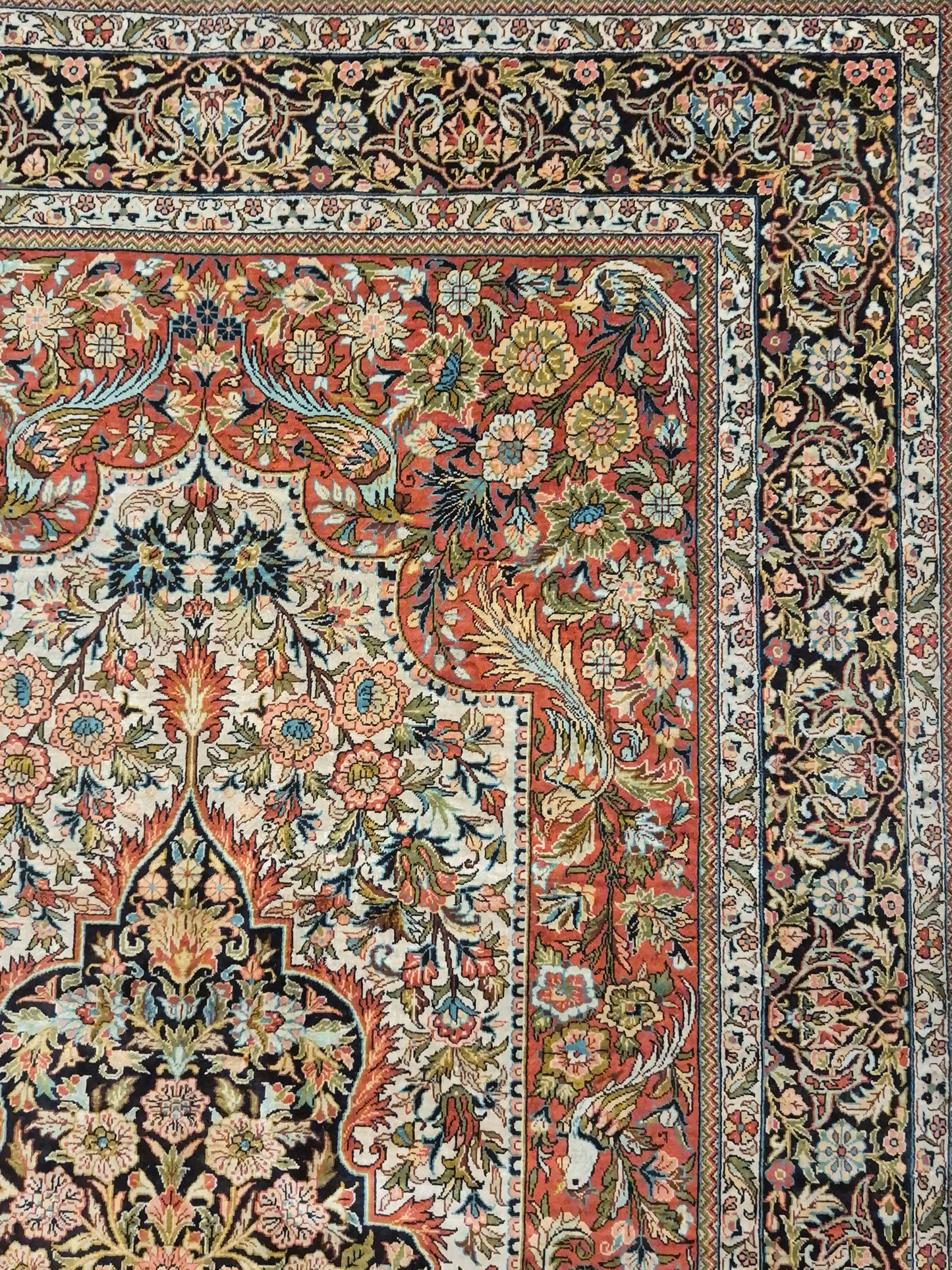 Hereke Teppich Seide auf Seide floral fein handgeknüpft